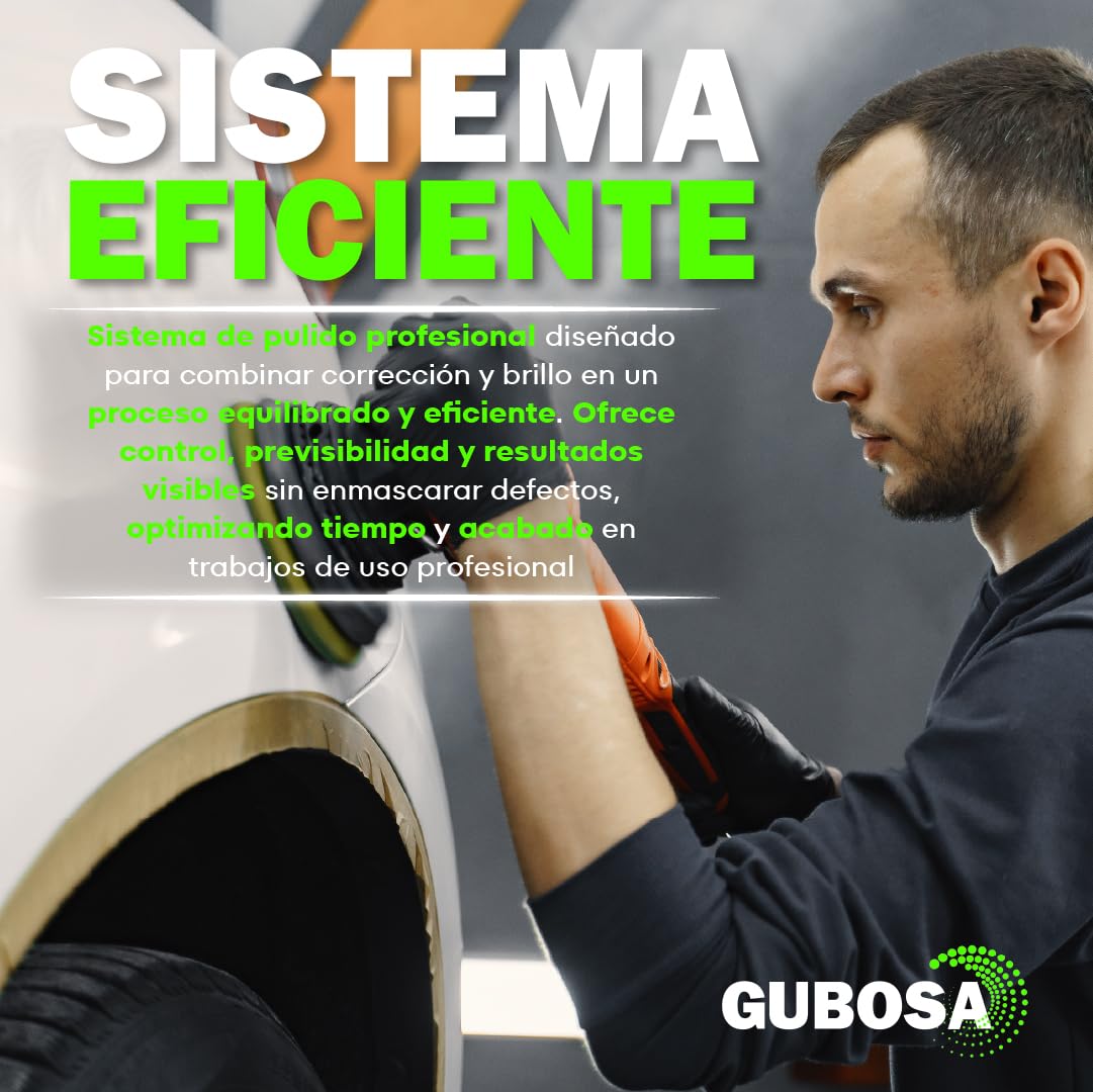 Kit pulimento coche alto corte y alto brillo con esponjas 150 mm quita arañazos metal guard convertidor de oxido eliminador de oxido kit limpieza coche detailing pulidora polish reparador | GUBOSA