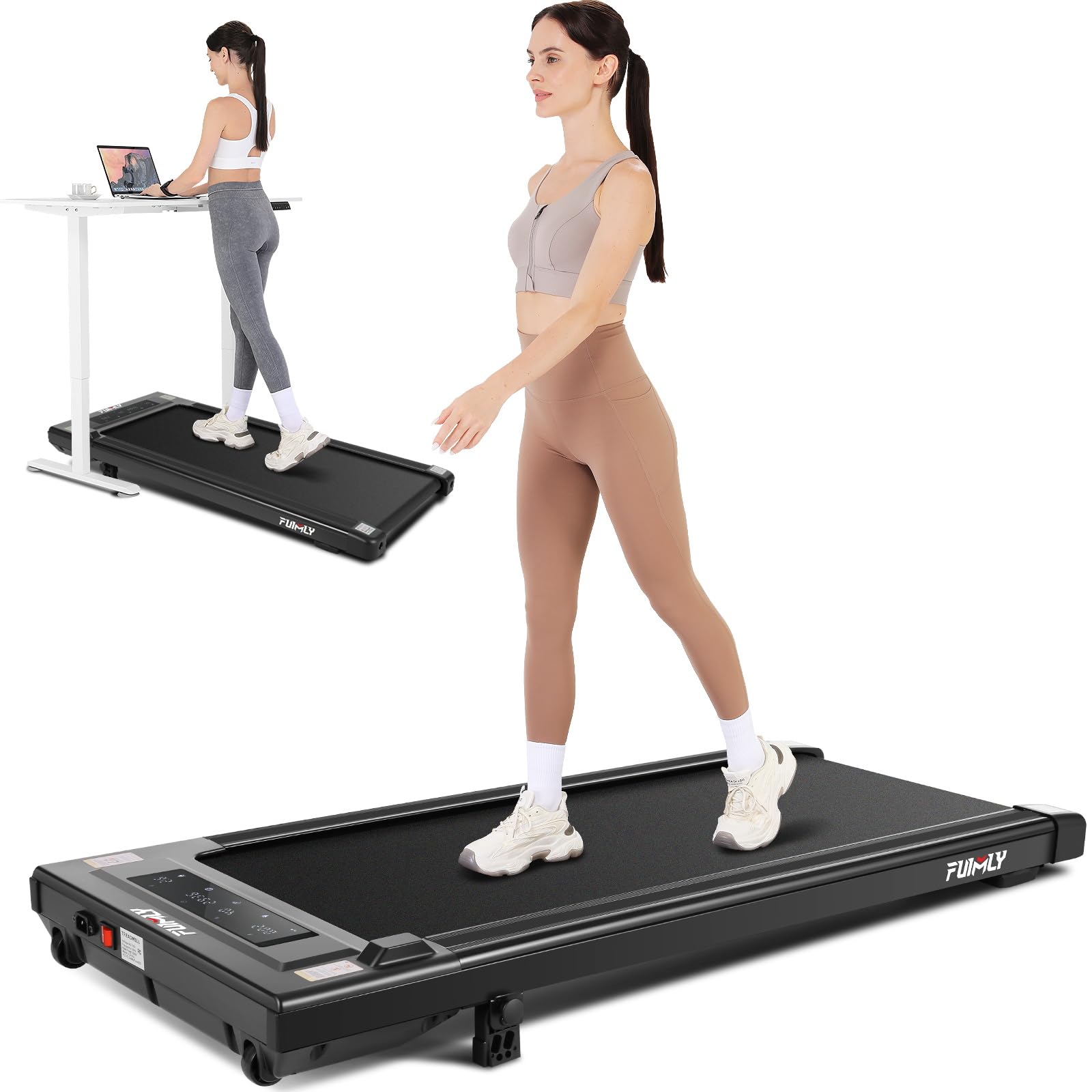 Walking Pad Under Desk Treadmill 2.5HP Folding Treadmill with Incline, 2 in 1 Treadmills for Home Office with LED Touch Screen | Remote Control | Max 300lbs Weight Capacity | Installation-Free