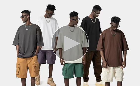 Ystävä Men's Oversized Cotton t Shirt Heavyweight Tee Casual