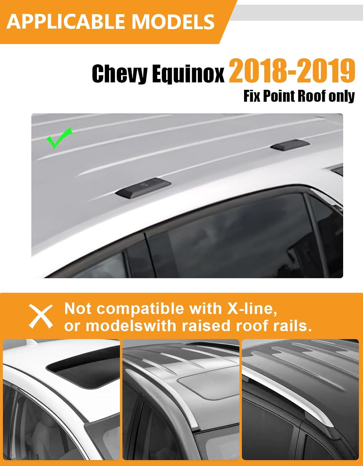 kinggeri 330lbs lockable roof rack cross bars compatible with chevrolet equinox 2018 2019 (roof rails with fixed point), chevy heavy duty anti-theft aluminum roof rails crossbars luggage cargo carrier