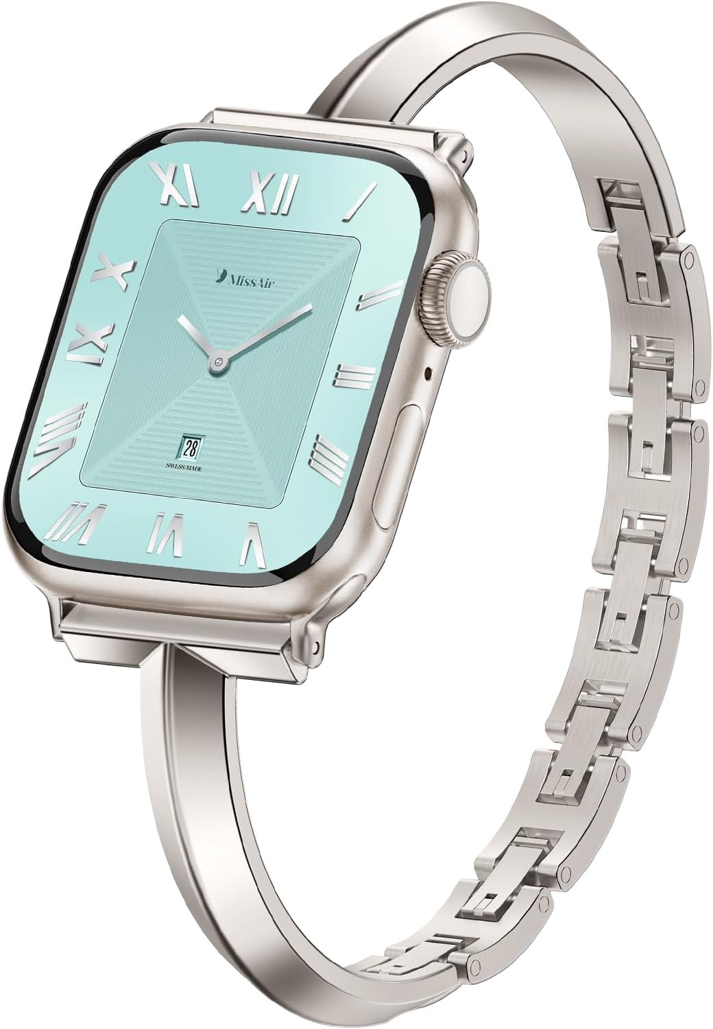 Missair Thin Band Compatible with Apple Watch 38mm 40mm 41mm 42mm 44mm 45mm 46mm 49mm for Women, Slim Bracelet Designer Dressy Stainless Steel Metal Strap for iWatch Series 11 10 9 8 7 6 5 4 SE Ultra