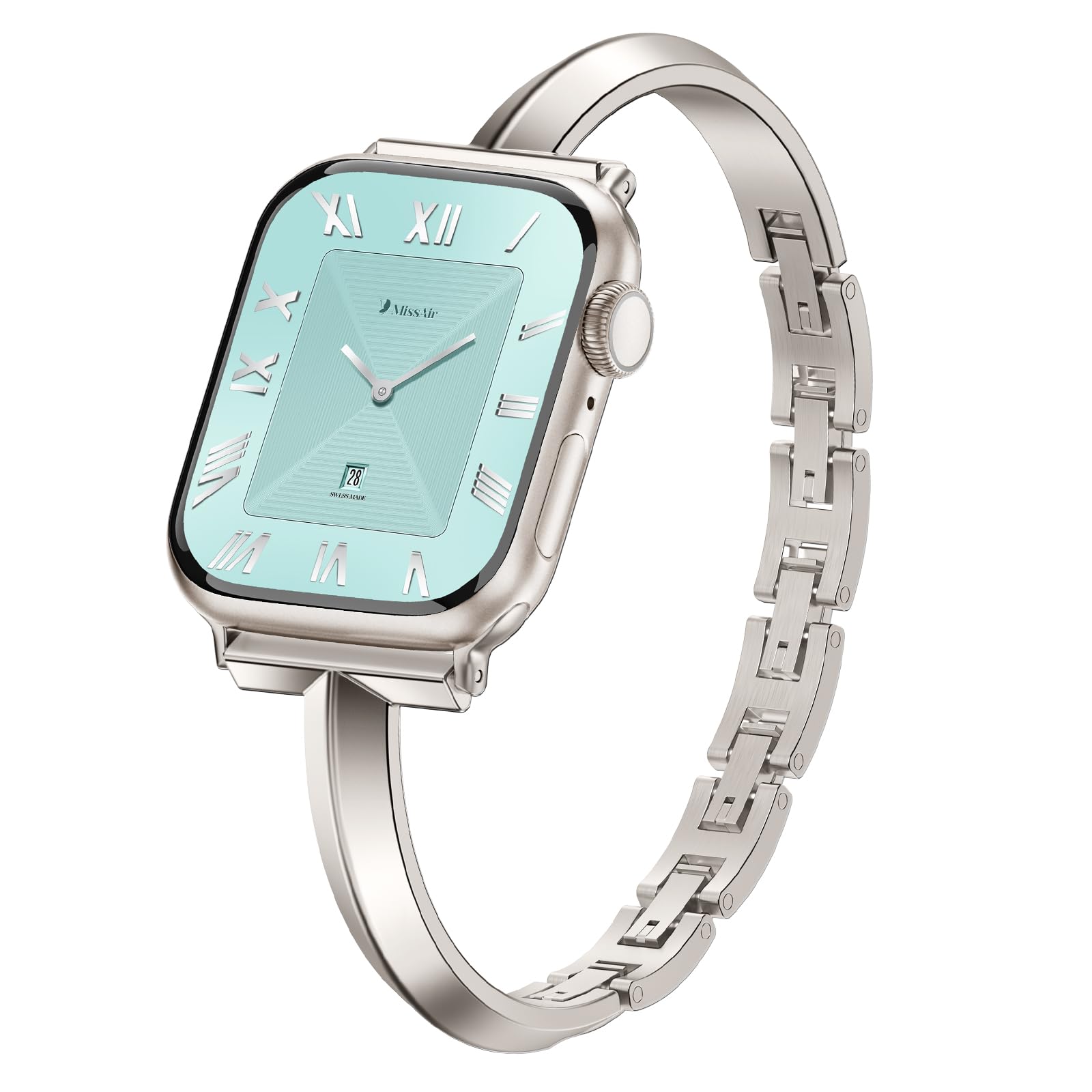 Missair Thin Band Compatible with Apple Watch 38mm 40mm 41mm 42mm 44mm 45mm 46mm 49mm for Women, Slim Bracelet Designer Dressy Stainless Steel Metal