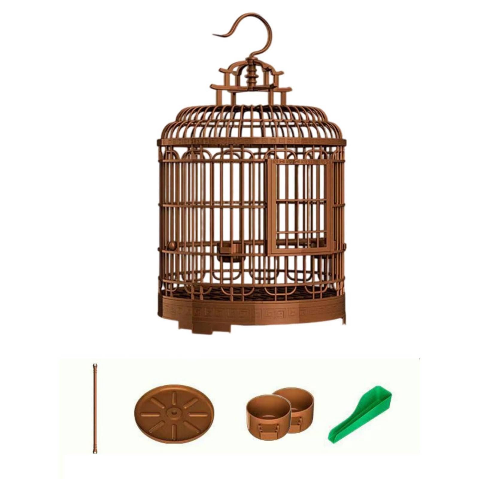 Vogelkäfig mit Haken Rund Rundkäfig Hängend für Kanarienvögel, Wellensittiche, Wohnzimmer, Zimmer, Balkon, 32,5 cm Durchmesser 49,5 cm Höhe, Style to 3