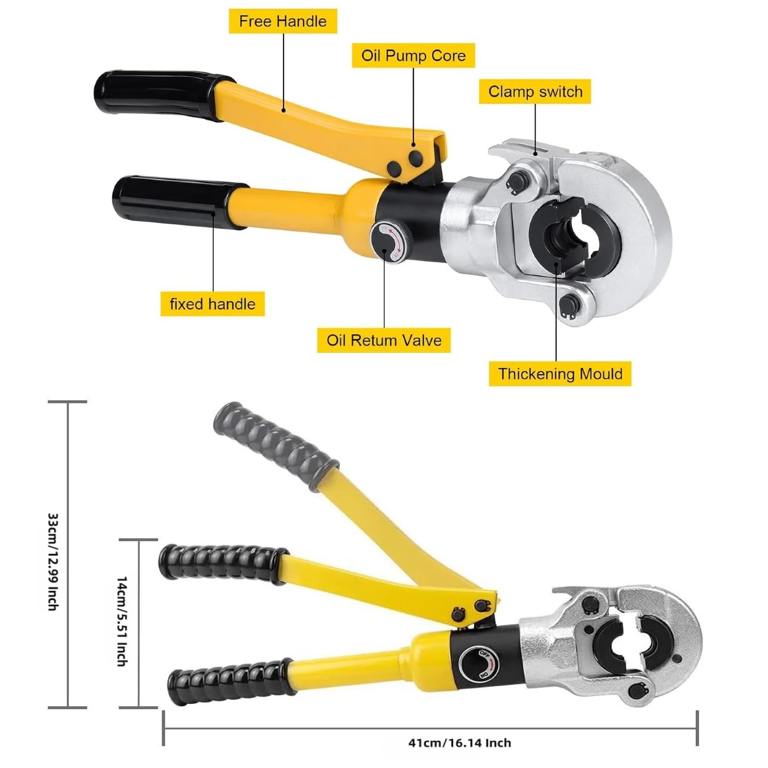 8T Utensili di crimpatura idraulici per tubi Pinza Idraulica Crimpare Set di Strumenti di Crimpatura Pinza a Pressione Idraulica per tubi in alluminio-plastica con Matrici