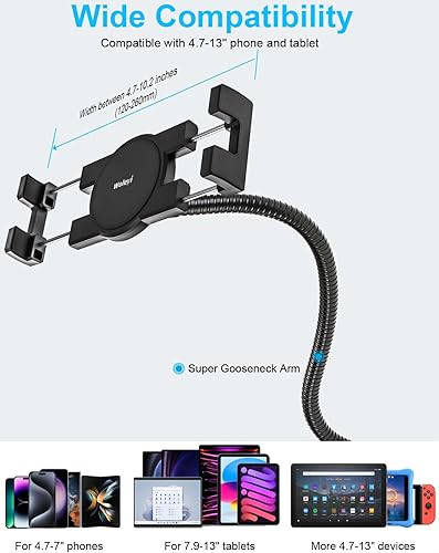 Miniatura 7 de Soporte para tablet con riel de asiento de automóvil para camión, cuello de cisne resistente para asiento delantero del pasajero, brazo de metal