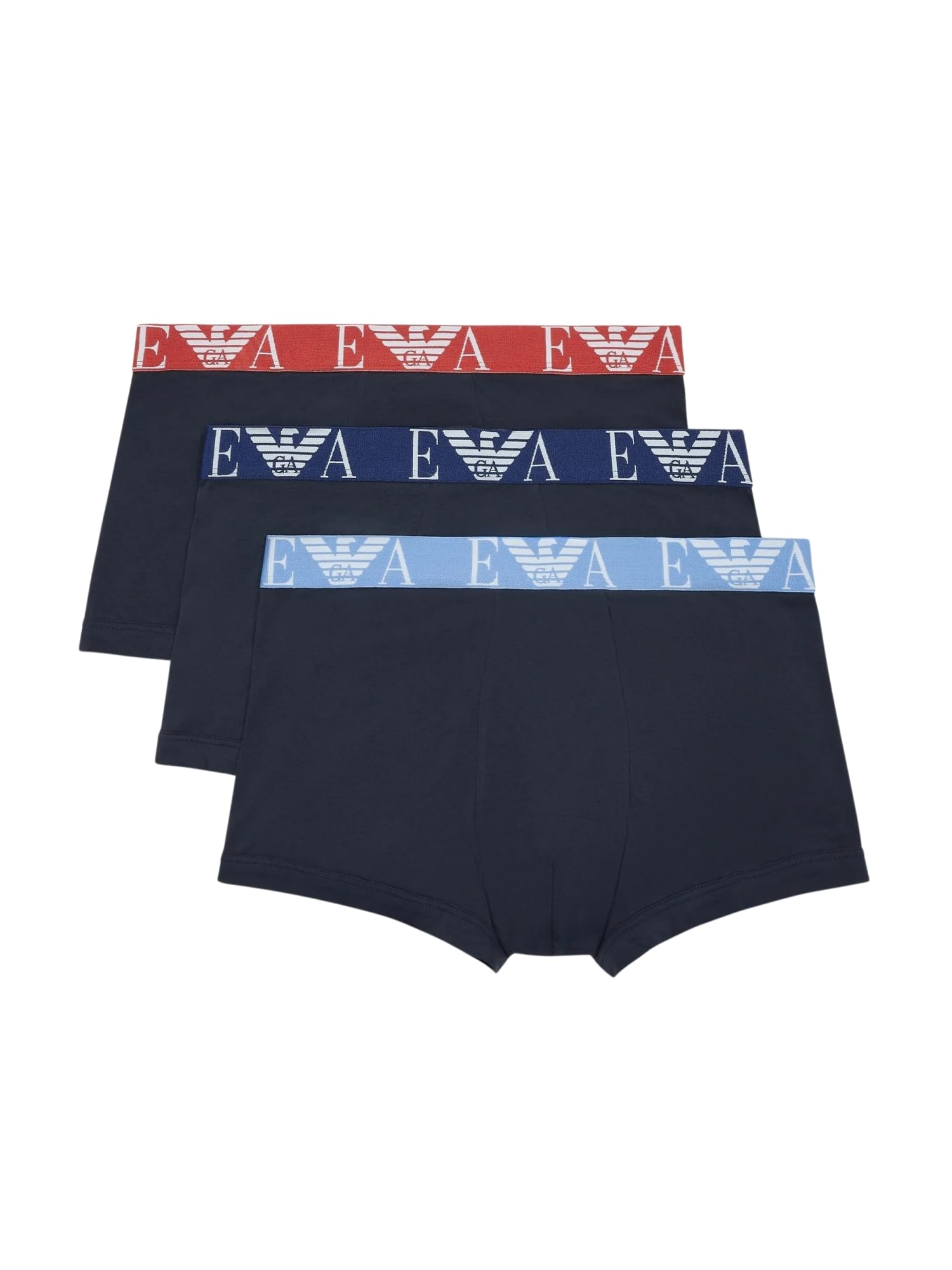 Emporio Armani Men's Marine/Marine/Marine Bold Monogram 3-Pack Trunk Trunks,
