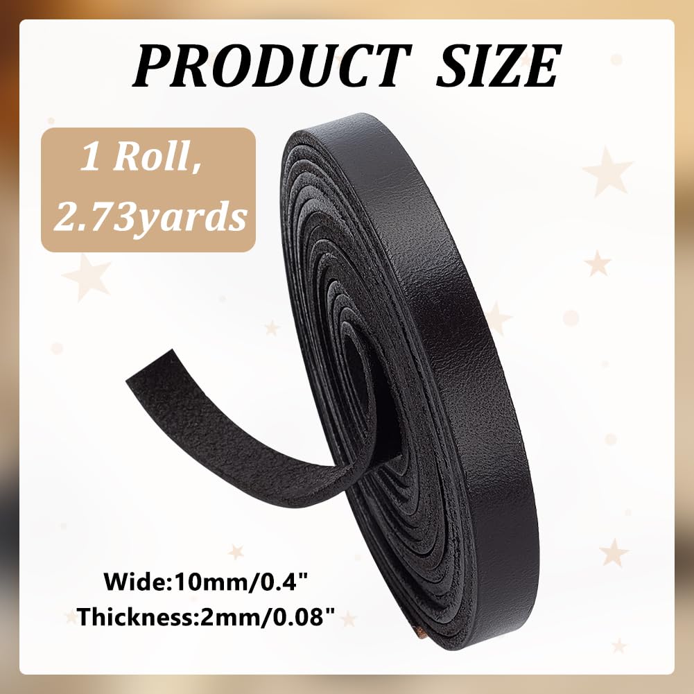 WADORN Cordino Piatto In Vera Pelle Da 2.5 m e 10mm per Artigianato, Vera Pelle di Mucca Striscia di Corda Intrecciata In Pelle Grana Piatta Strisce di Pelle Stringhe, Marrone Noce di Cocco