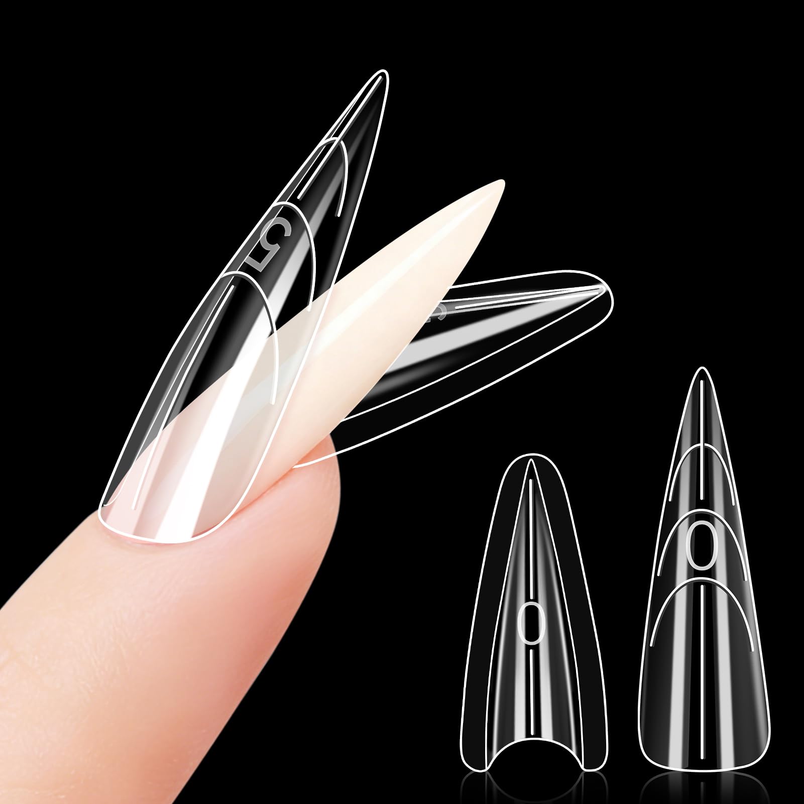 Kiiwah 240 Pezzi Dual Form Sandwich, Nail Form Riutilizzabile Top & Bottom Design Formine Doppie Unghie per Polygel Nails Extension Salone DIY (Stiletto)