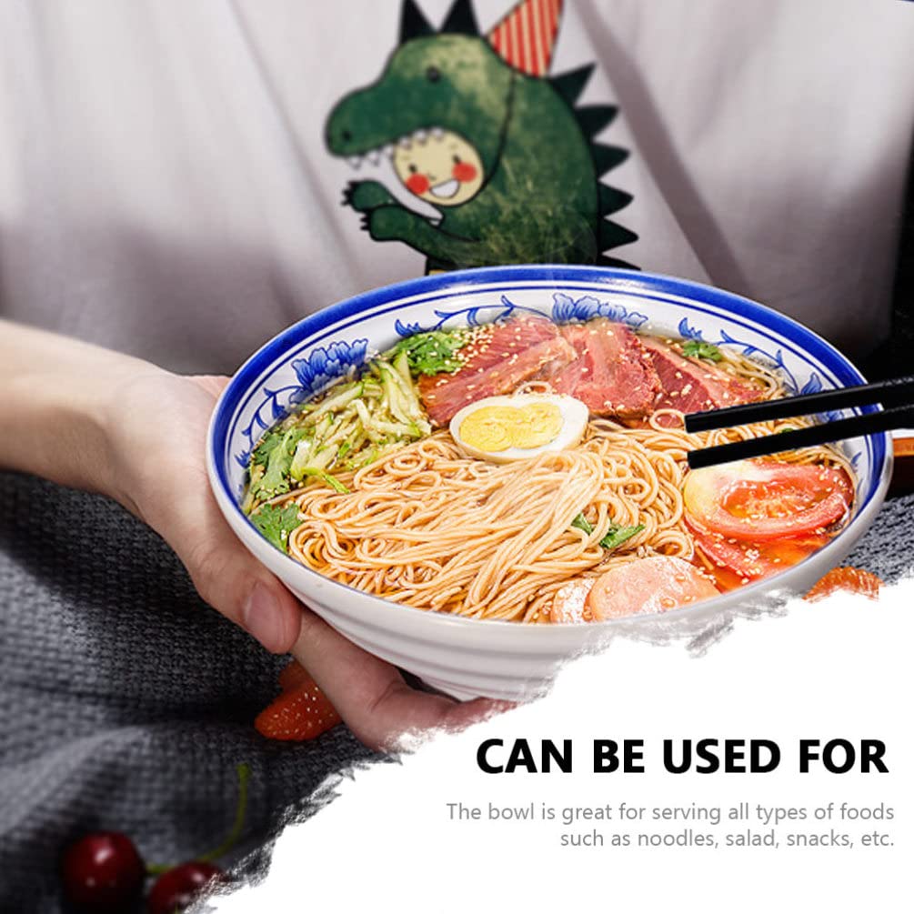 Cuenco de Ramen Cuenco de Sopa de Fideos de Porcelana Azul y Blanca para Fideos asiáticos Udon Soba Pho