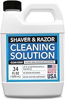 Vista 7 de IMPRESA Solución de limpieza para afeitadora y maquinilla de afeitar, repuesto de líquido de 34 onzas líquidas, compatible con cartuchos Braun Clean