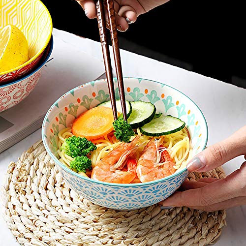 Farielyn-X 6 Pack 24 Ounce Premium Porcelain Bowls Set - Great Cereal Bowls, Salad, Rice, Pasta Or Soup Bowls - Large Capacity - Microwavable Ceramic Bowls - Heat And Cold Resistant Porcelain #TOP3