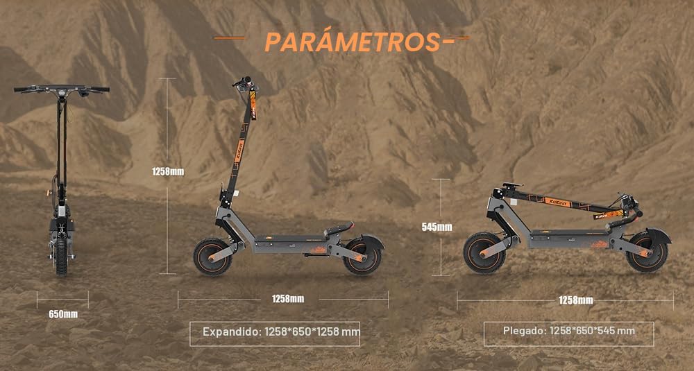 Patinete eléctrico Plegable KuKirin G2 Ultra, 2 Motores, batería de 48 V y 18 Ah, neumáticos de 10 Pulgadas, autonomía máxima de 55 km, suspensión de Muelle Delantera y Trasera