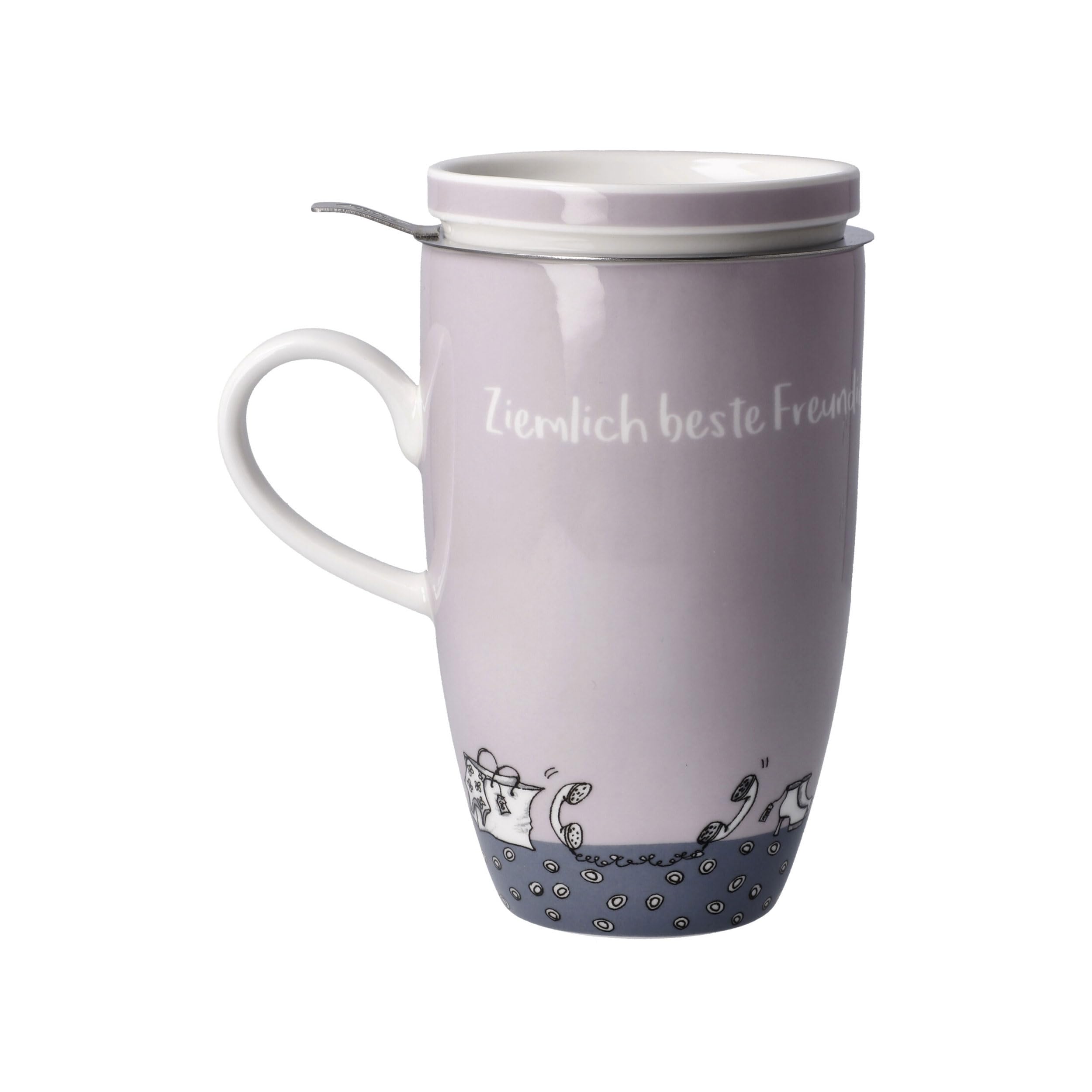 Goebel Teetasse mit Deckel und Sieb Barbara Freundlieb Ziemlich Beste Freundinnen aus Fine Bone China, Maße: 11,5cm x 8cm x 14cm, 27-001-24-1