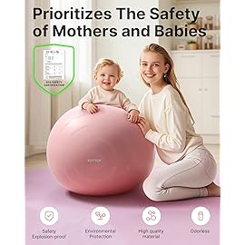 YOTTOY Anti-Burst Exercise Ball for Working Out, Yoga Ball for Pregnancy,Extra Thick Workout for Physical Therapy,Stability Ball for Ball Chair Fitness with Pump (Pink)