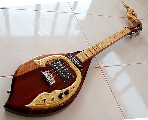 Isarn Electric Phin 3 cuerdas 3 pistas, instrumento musical de guitarra tailandesa lao, pin musical tradicional tailandés 19