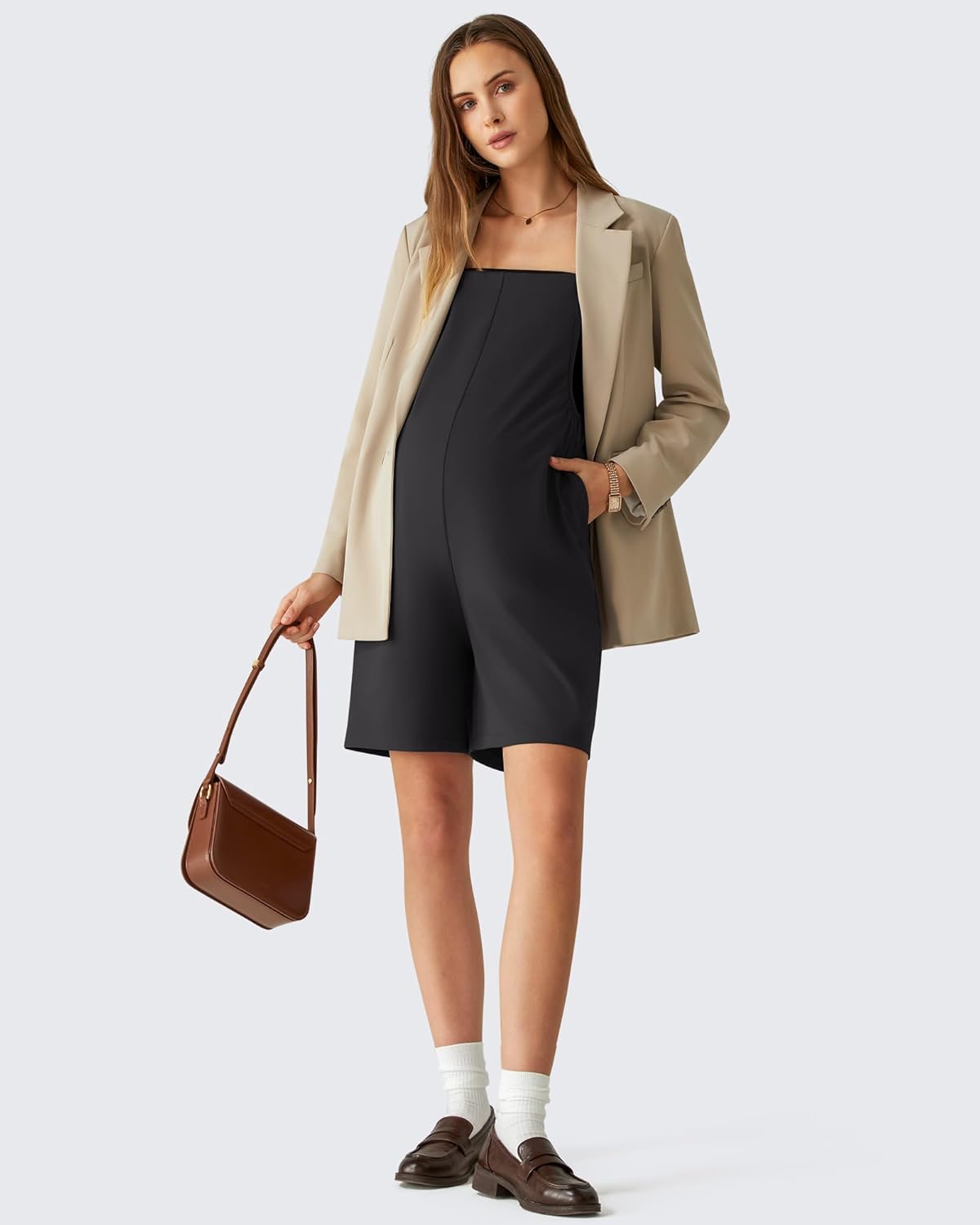 G4Free EverGoing Maternity Overalls with Pockets Adjustable Straps Pregnancy Wide Leg Jumpsuit Shorts Casual Work - Image 6