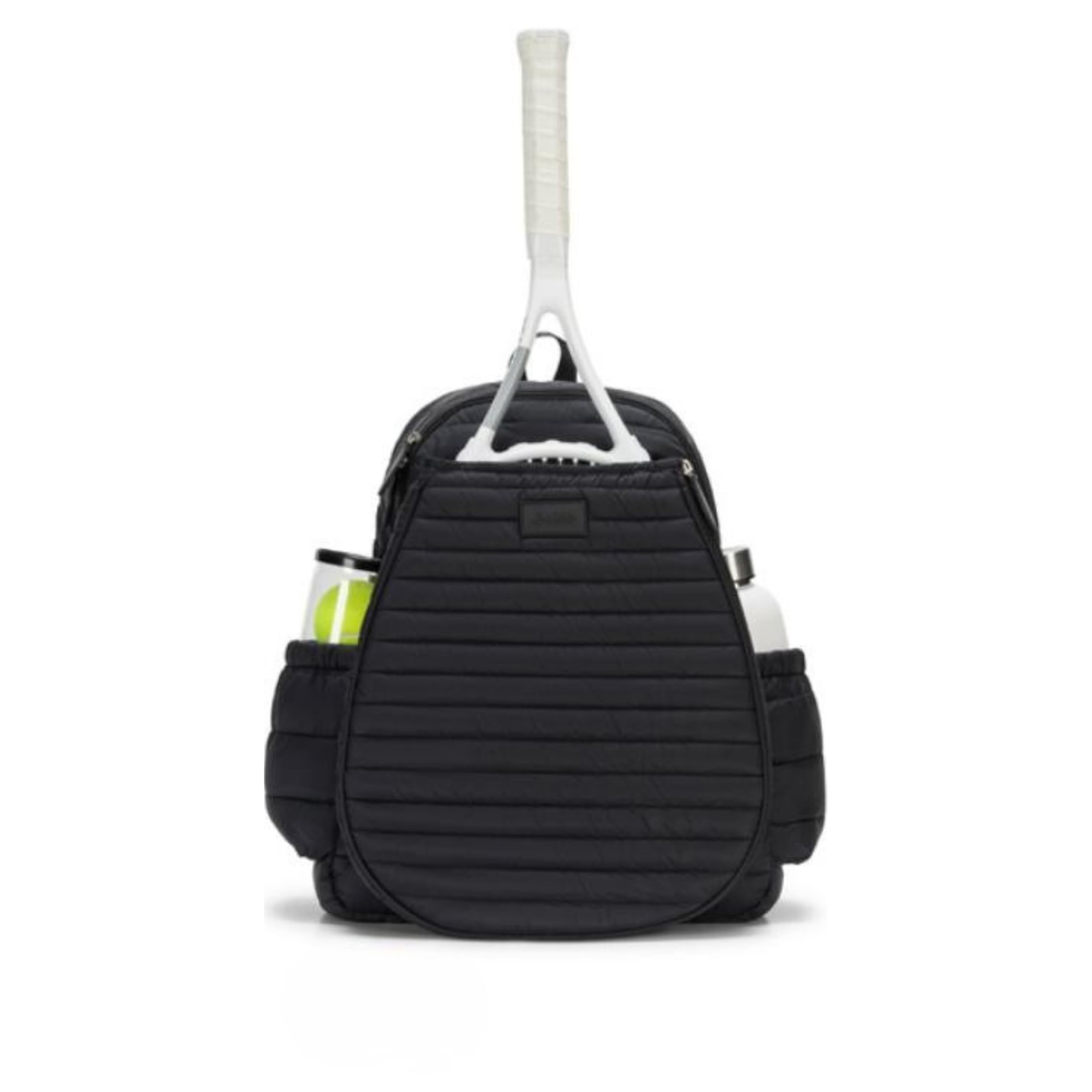 Ame & Lulu Game On Tennis Backpack - Contains Padded & Adjustable Straps - Two Exterior Water Bottle Pockets (Black Puffer)