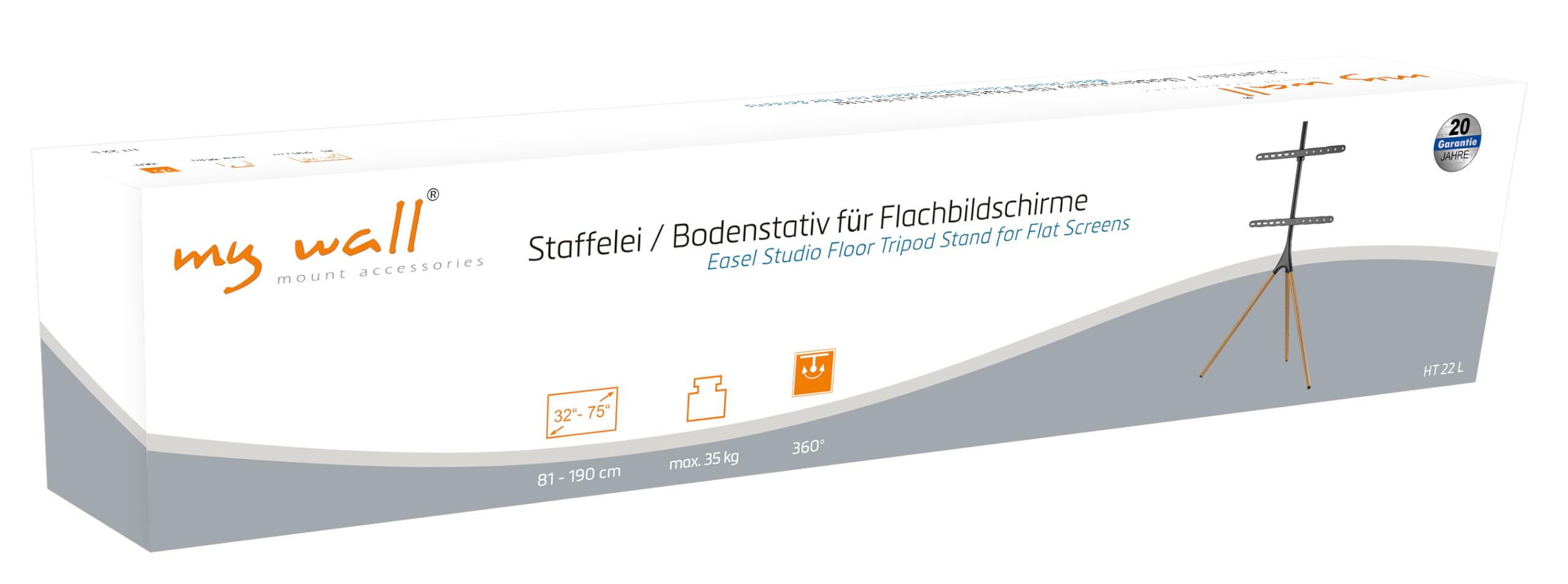 My wall HT22L TV-Standfuß höhenverstellbar, TV Ständer für 32 – 75 Zoll (81,3-190,5 cm), Drehbar, Holzdesign