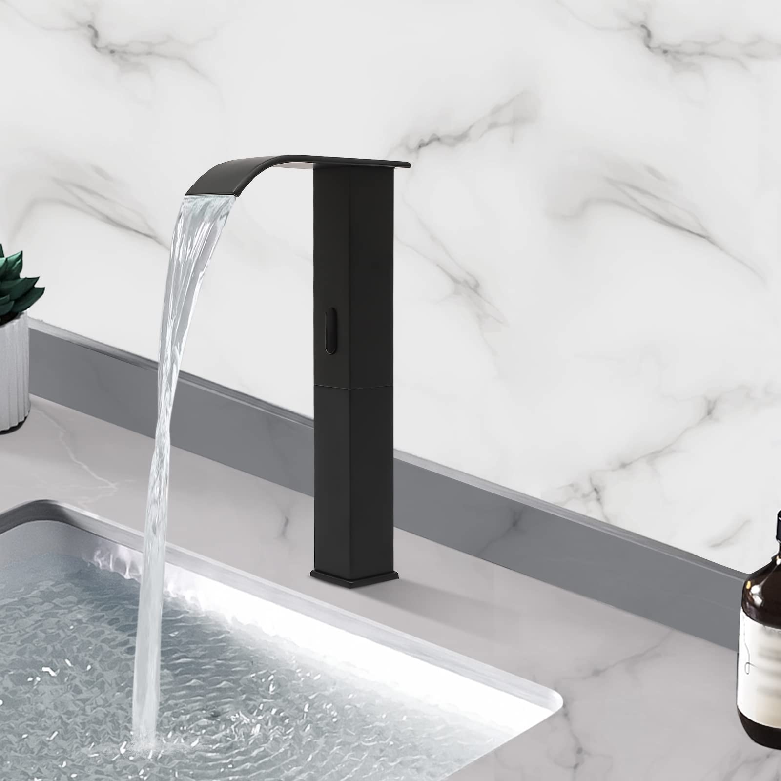 Miscelatore per lavabo, con sensore a infrarossi, miscelatore monocomando, rubinetto automatico del sensore per casa, ristorante, centro commerciale (nero)