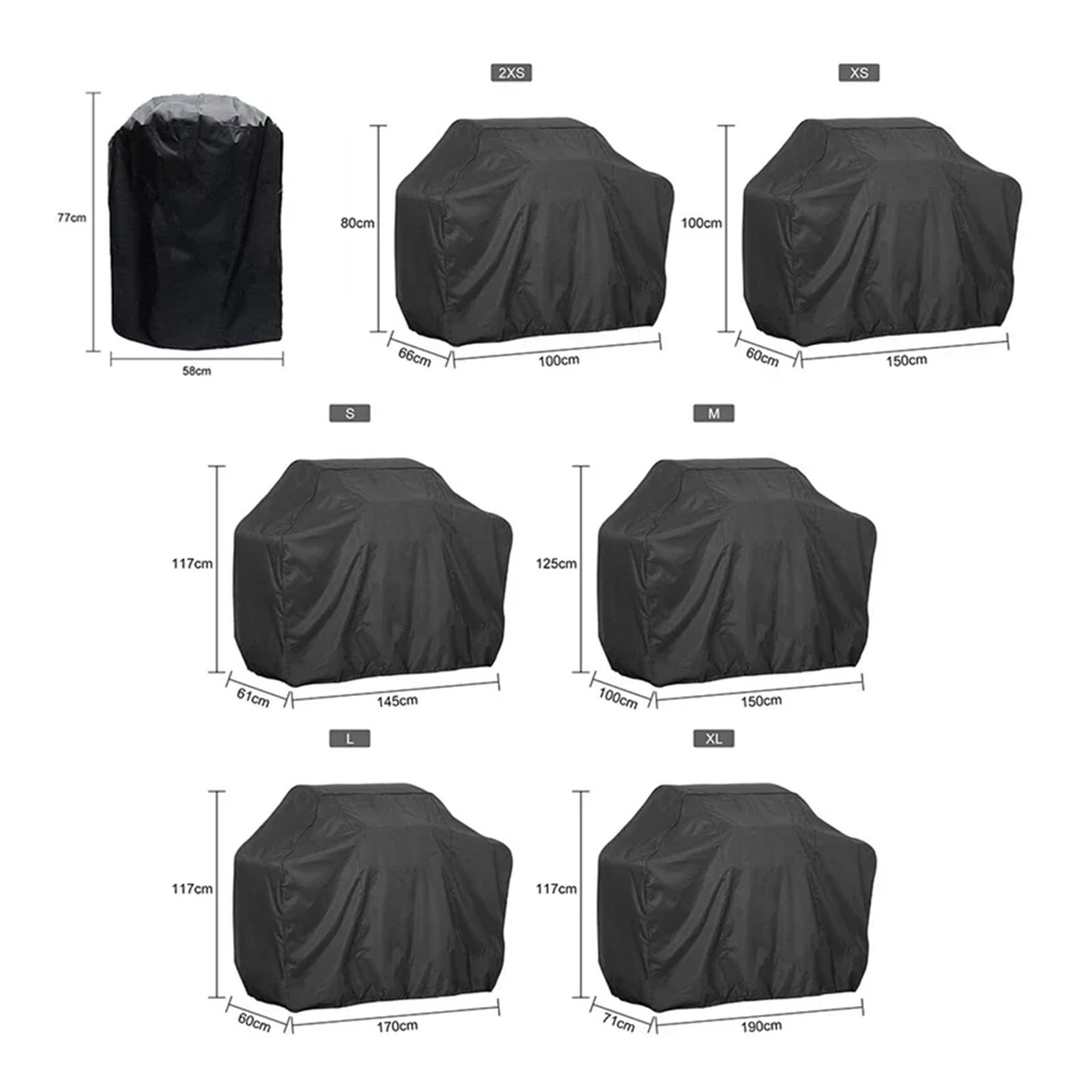 Copertura for barbecue | Copertura for barbecue nera for grill da esterno a gas, carbone, elettrico(L)