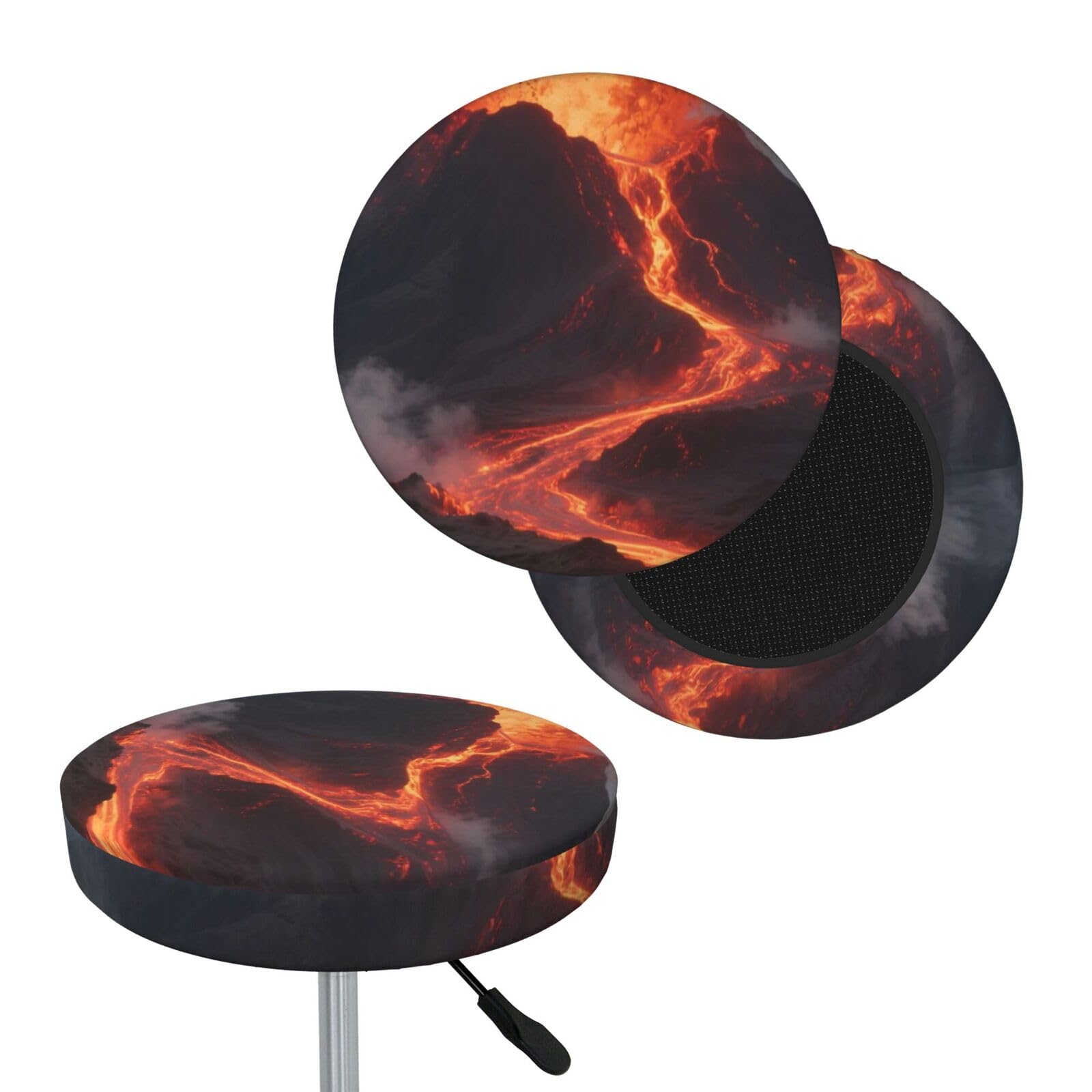 FekiLoot Volcano Round Bar Stool Covers Stretch Washable Bar Stool Covers Dustproof Slipcover Bar Chair Covers with Elastic Band for Bar Kitchen Living Room Decor 12 Inch