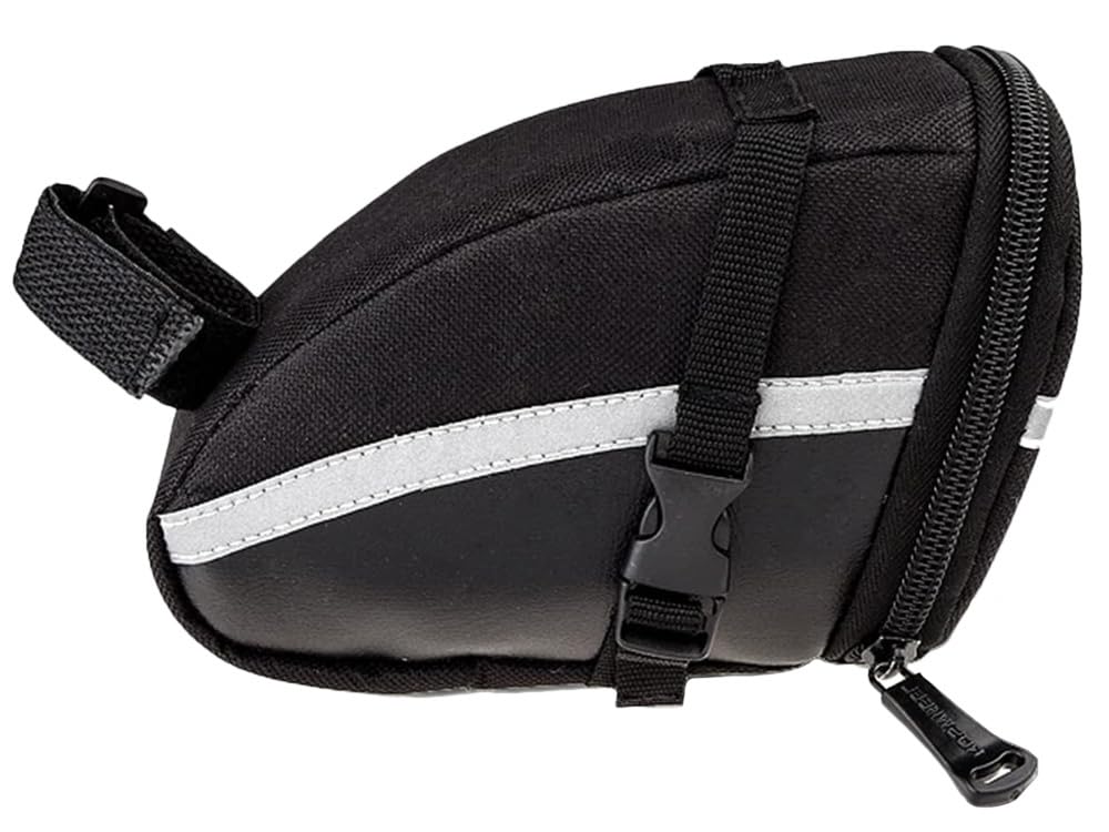 Borsa da bicicletta impermeabile sotto la sella – Custodia multifunzione con chiusura regolabile, colore nero