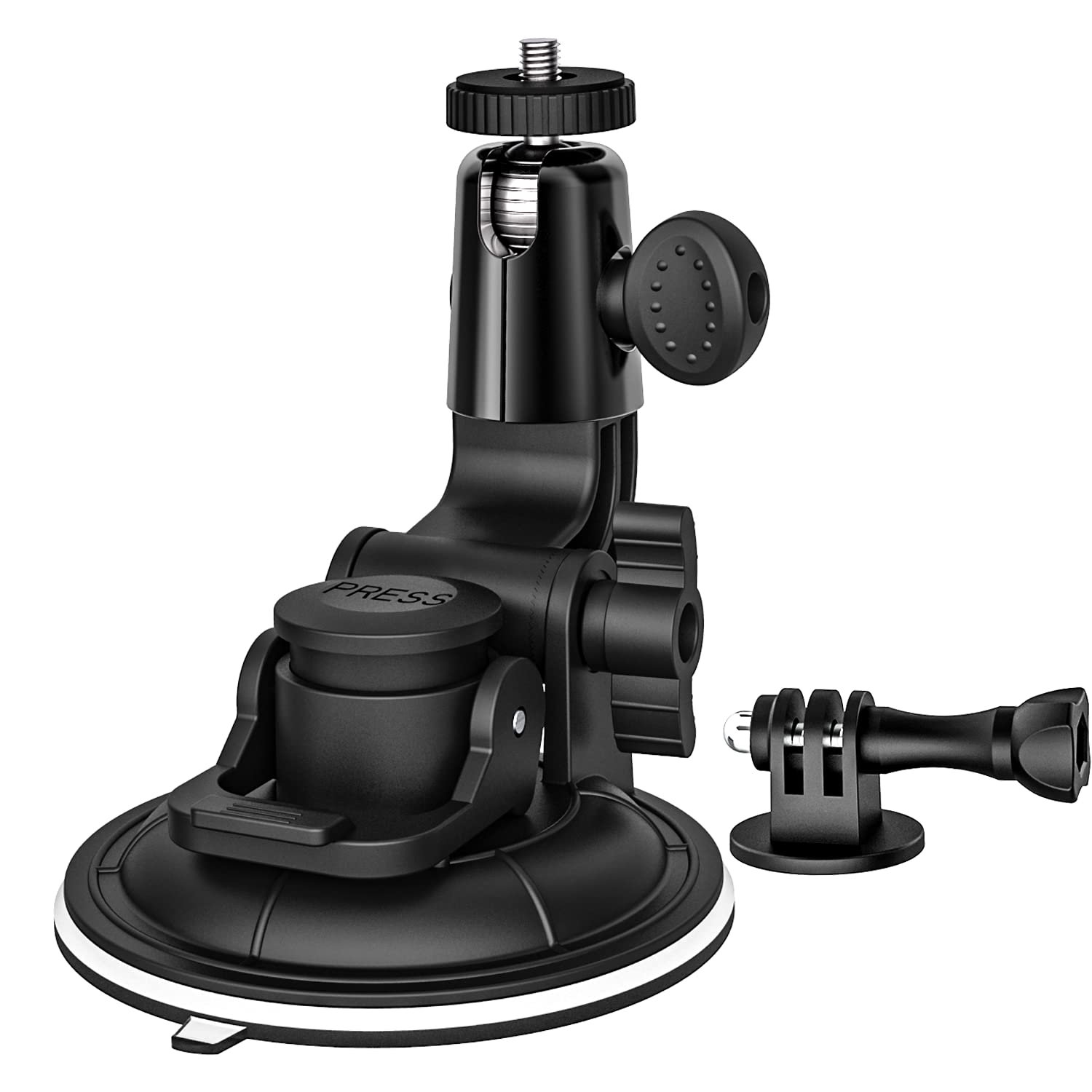 EXSHOW Suction Cup Camera Holder, Car Windshield Dashboard Action Camera Holder with 1/4" Tripod Adapter for Gopro Hero 13 12 11 10 9 8 7, Max, Session, OSMO Action, and More Cameras