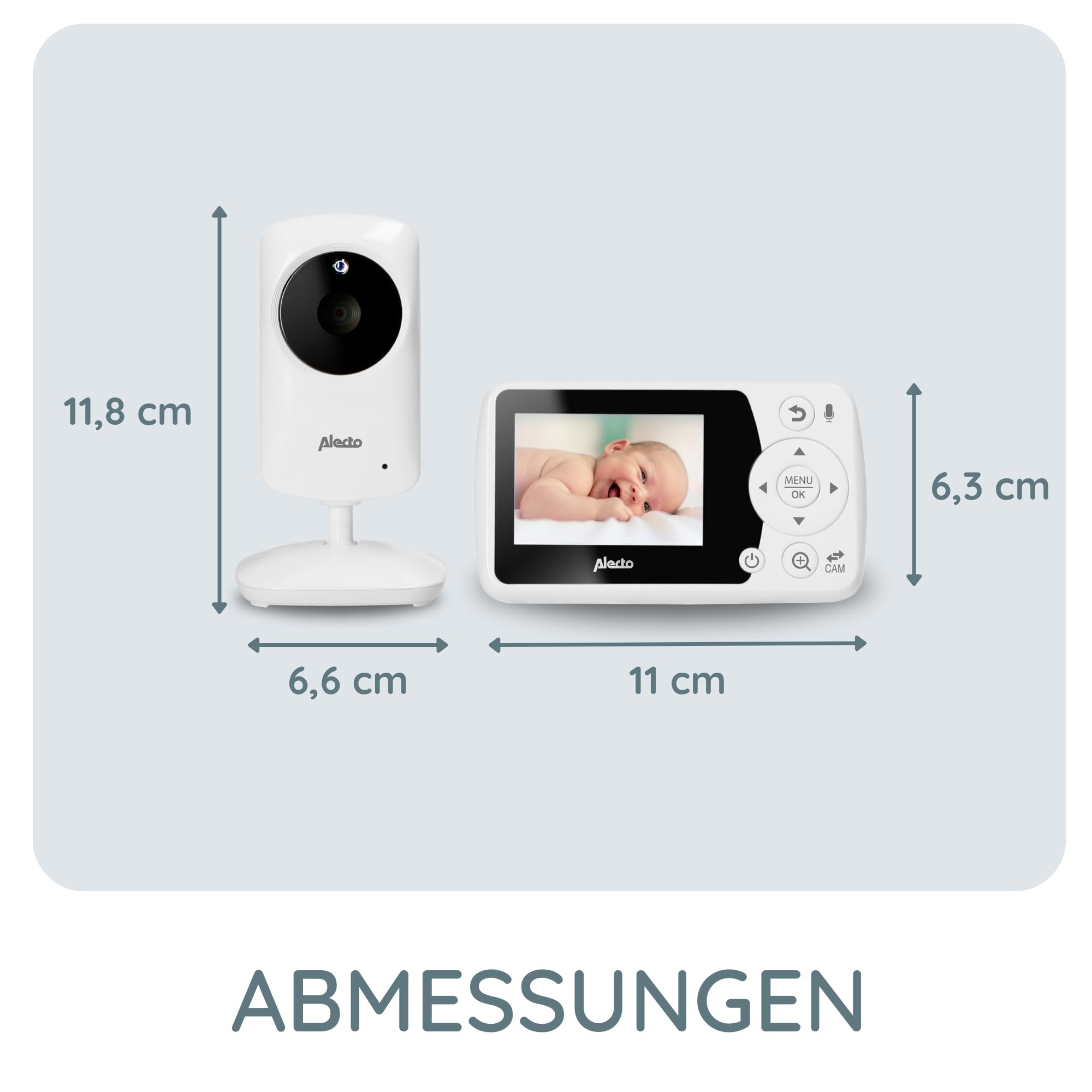 Alecto DVM-64 Funk Kamera Babyphone (100% störungsfrei & privat) mit schwenkbarer video Kamera, Nachtsicht, Gegensprechfunktion, hohe Reichweite, weiß | Nachtsicht - Gegensprechfunktion - hohe Reichweite - weiß