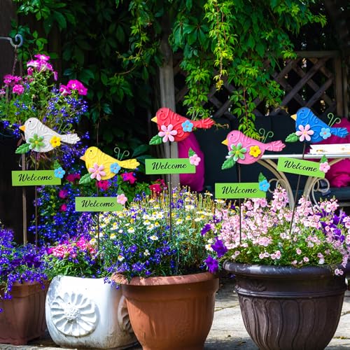 Image of 5Pack Metal Bird Decorative Garden Stakes,15.9 Inch Metal Garden Decor for Outside for Spring Decor, Shaking Head Yard Art Garden Decorations for Outdoor Lawn Pathway Patio