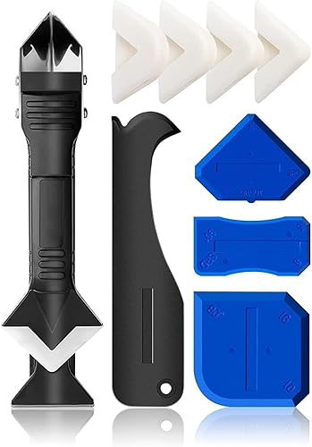 Herramienta de calafateo de silicona, 3 en 1 herramienta de eliminación de silicona, herramienta de acabado compuesto de esmaltado, herramienta de