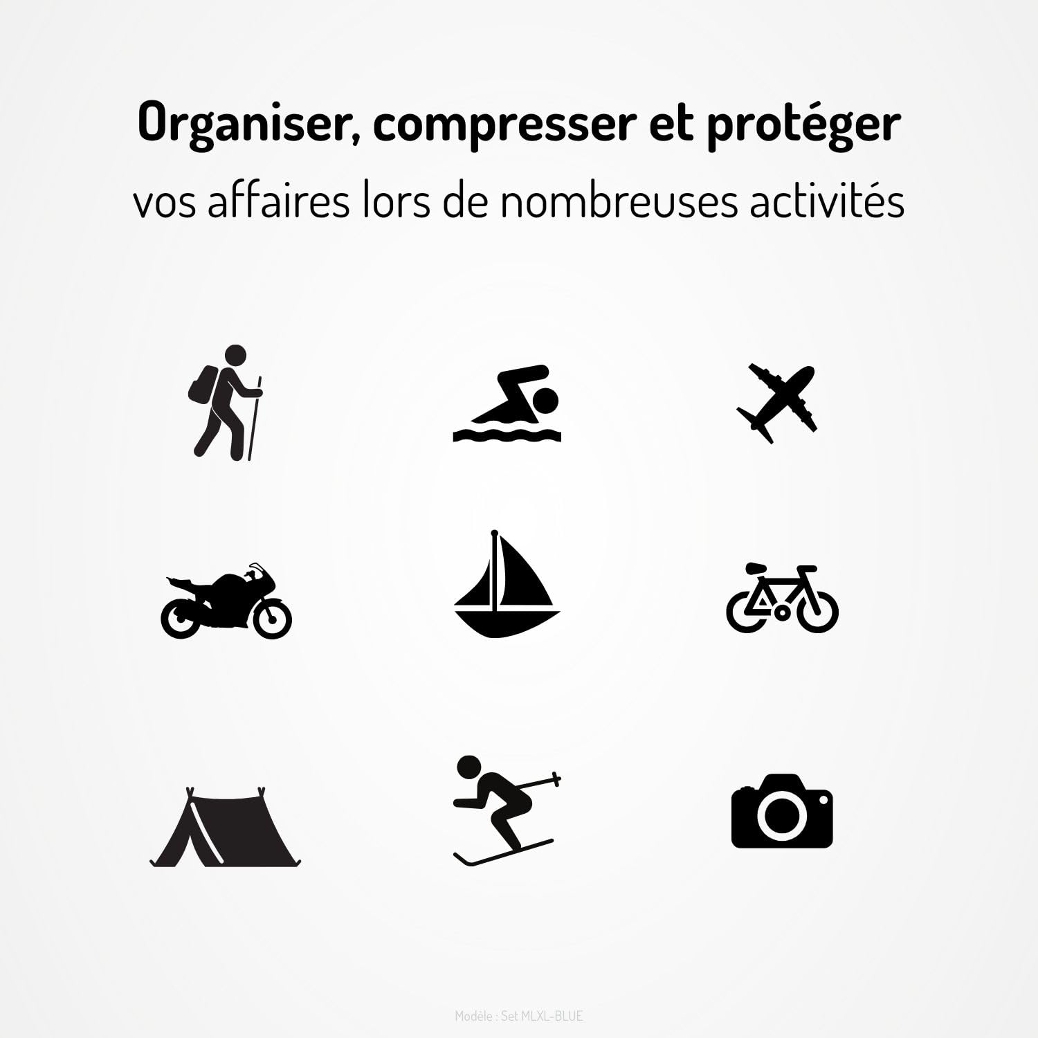 NORDKAMM Profi Packing Cubes Compression, ultraléger, imperméable, en Robic Performance Nylon, organisateur de valise durable