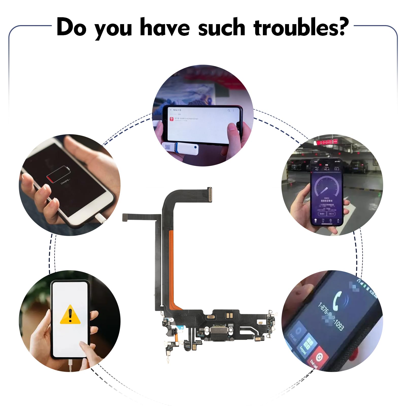 View of Charging Port Flex Cable IPhone 13 IPhone 13 Charging Port Repair Kit ...