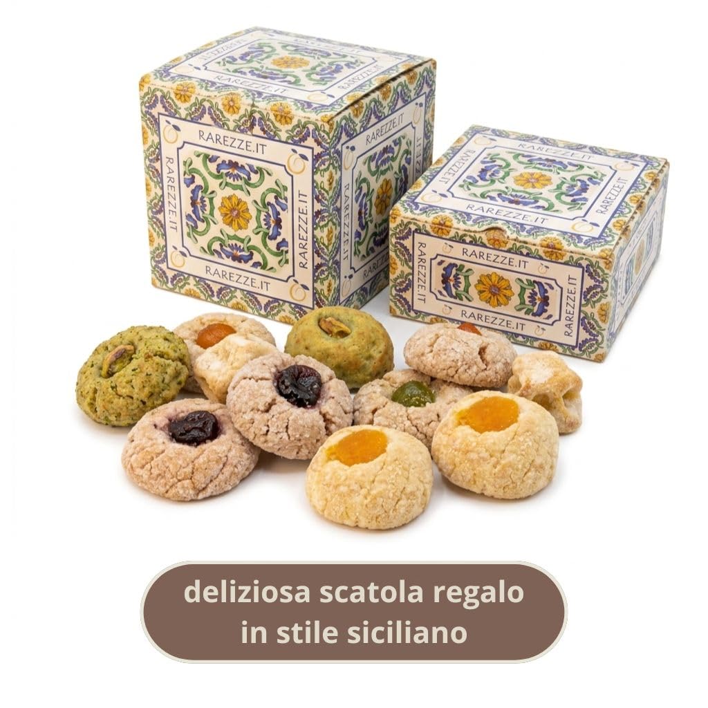 RAREZZE | Biscotti di Pasta di Mandorla Siciliana al GELSO | Deliziosa confezione regalo (kg.1) | Dolci tipici di Sicilia | Preparazione artigianale | Spediti appena sfornati !