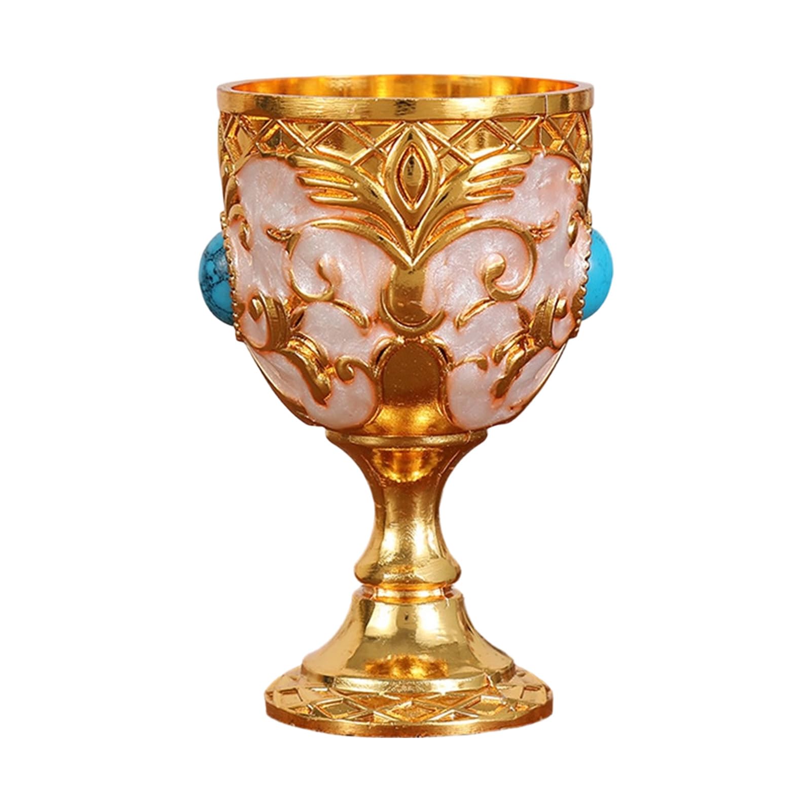 HZBB Antique Finish Metal Small Chalice Butterfly Engraved Cup for Cocktails and Home Use Party Drinkware