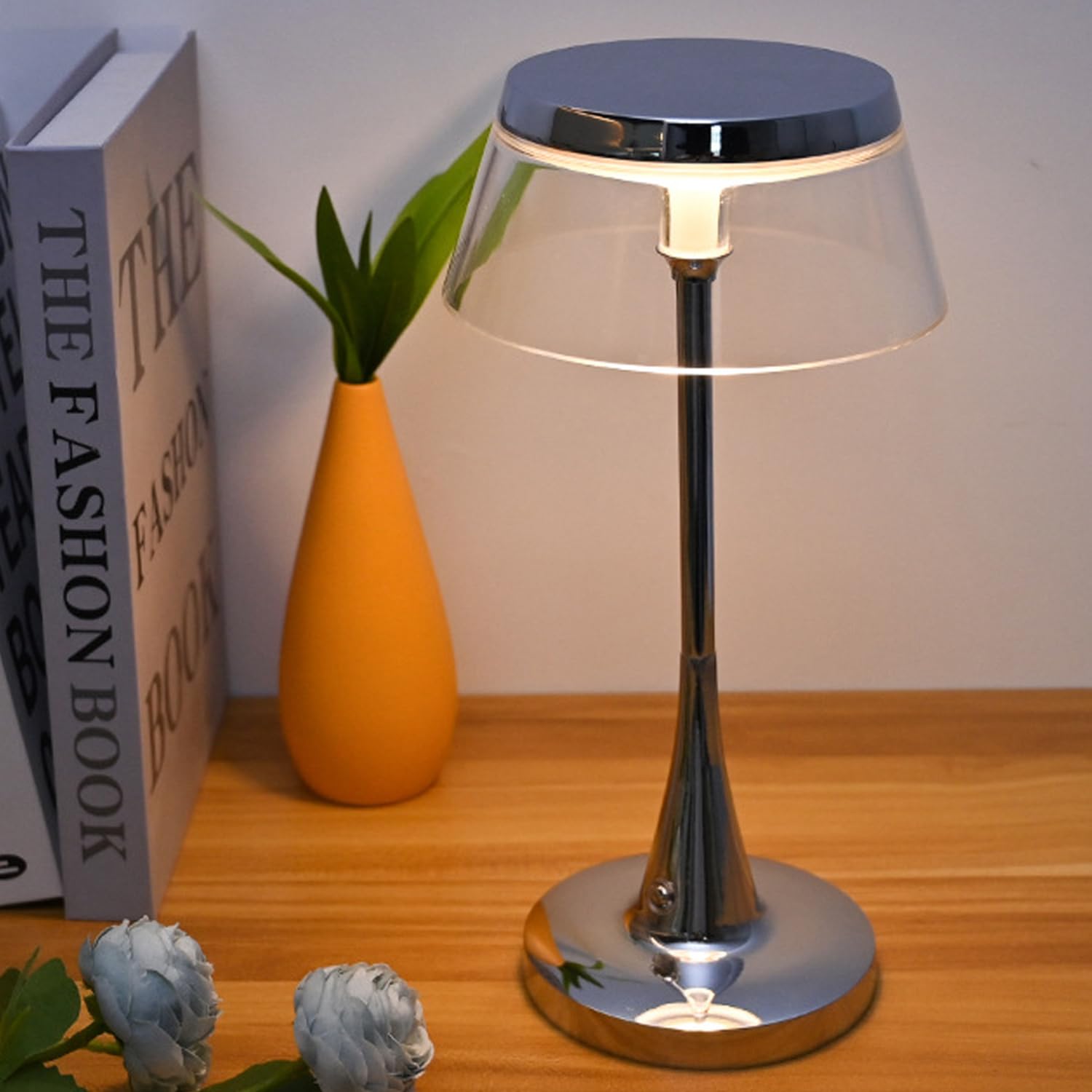 LED Tischleuchte Kabellos Touch Dimmbar Akku Tischlampe USB-C Aufladbar 3 Farbtemperatur Schreibtisch Lampe Nachttischlampe Leselampe 3000K-6000K für Schlafzimmer Restaurant Bar Camping Balkon