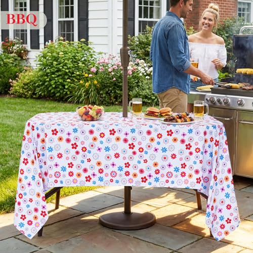 Eternal Beauty 120" x 60" Rectangle Tablecloth Waterproof Outdoor Tablecloth with Umbrella Hole Zipper for Patio Spring Summer Picnic Tables (Multicolored Flower, 120" x 60" (Rectangular)) — view 6