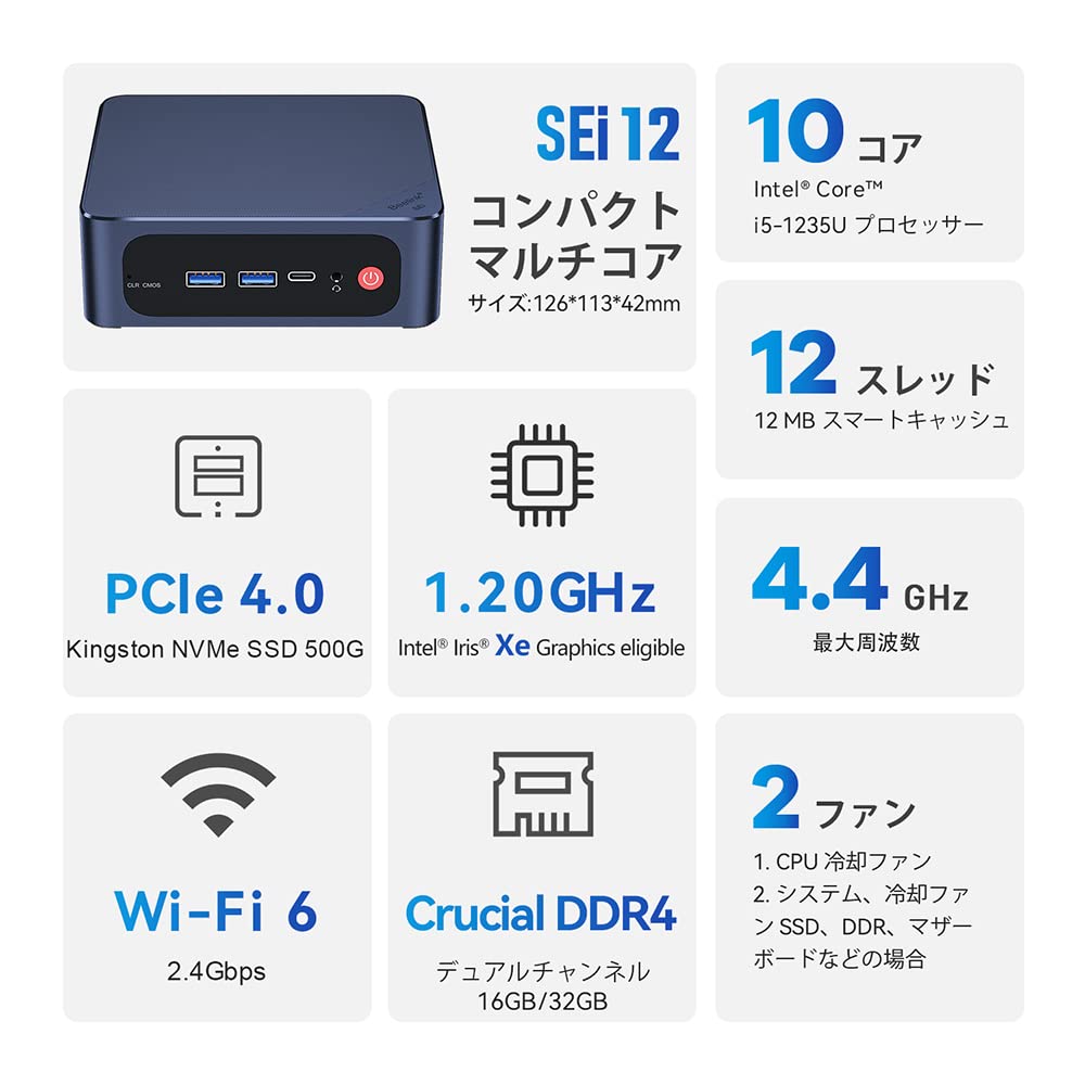 Amazon.co.jp: Beelink SEi12 Mini PC, 12th Generation Intel i5