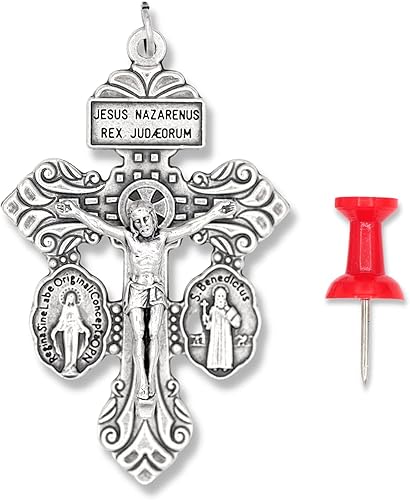 Miniatura 5 de Paquete a granel de 5  Crucifijo de indulgencia de indulgencia de indulgencia con medalla de San Benito y crucifijo de triple amenaza para hacer