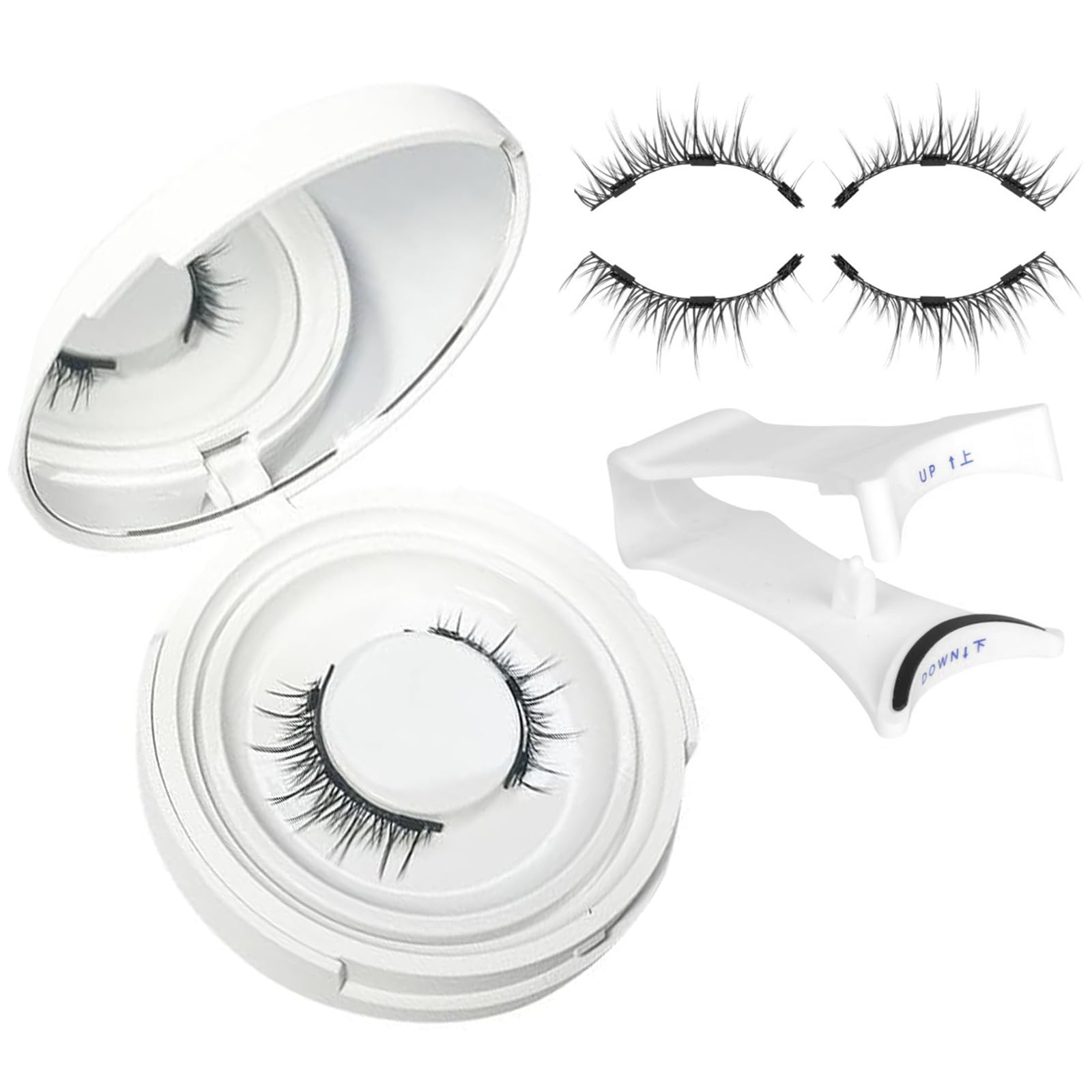 Wisfunlly Magnetic Eyelashes, Reusable Natural Manga Lashes No Glue Needed Magnetic Lashes Fluffy Wispy Strip Lashes 1 Pair Manga Magnetic False Eyelashes Durable Fake Eyelashes with Applicator