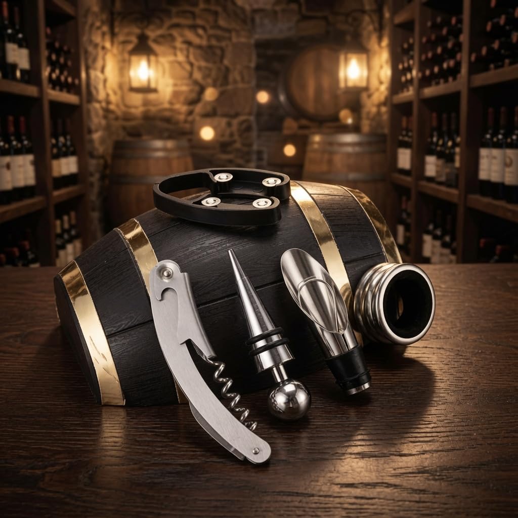 Barrel Shaped Wine Opener Gift Set (Gold) | Unique Wine Opener Gift Set