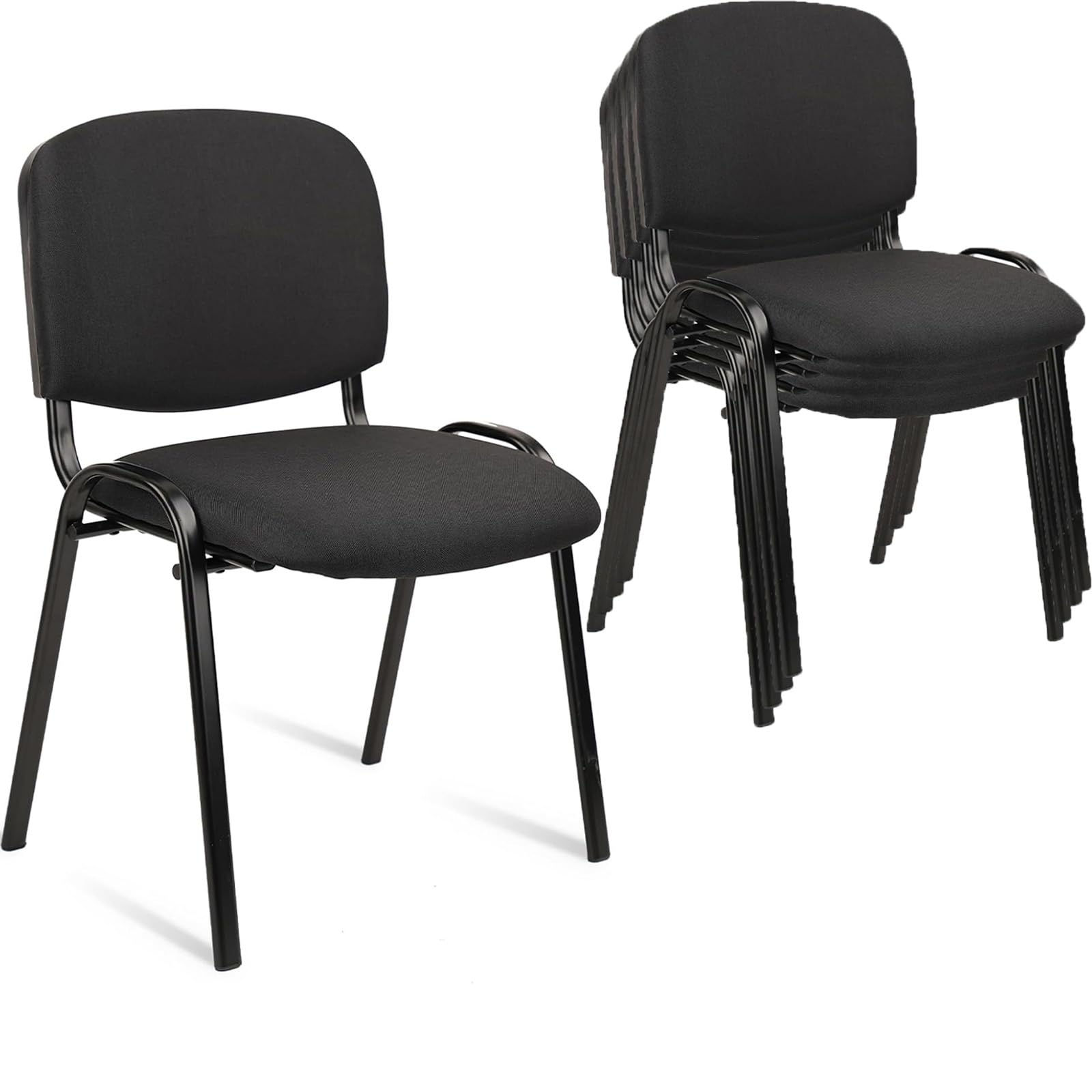 CLATINA Stackable Waiting Room Chairs, Cloth Fabric Guest Reception Chair with Upholstered Thickene Seat and Back Support, Stacking Chair Metal Leg