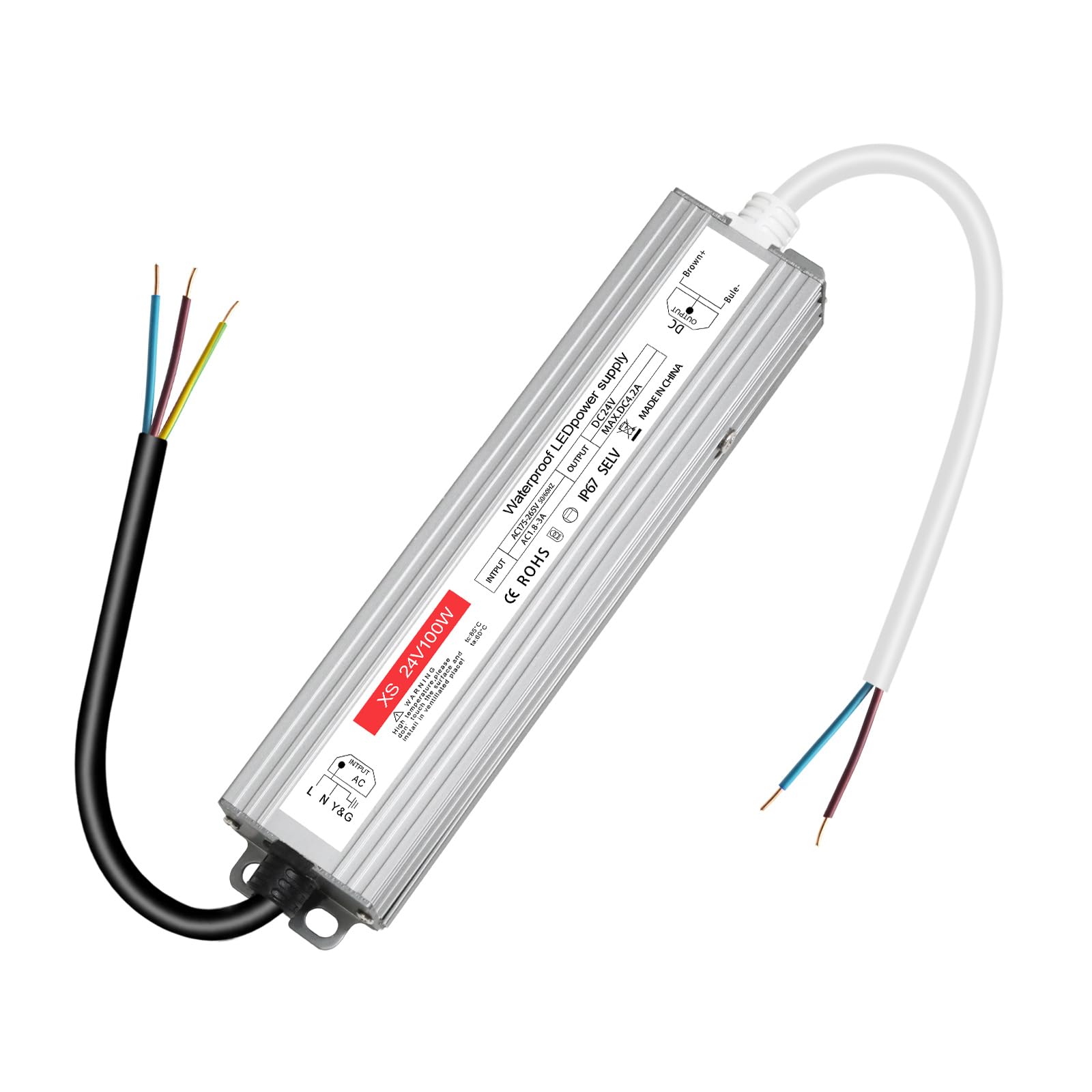 Transformateur LED 24V 100W – Alimentation Étanche 220V AC Vers 24V DC 4.2A, Protection Surcharge Court-Circuit