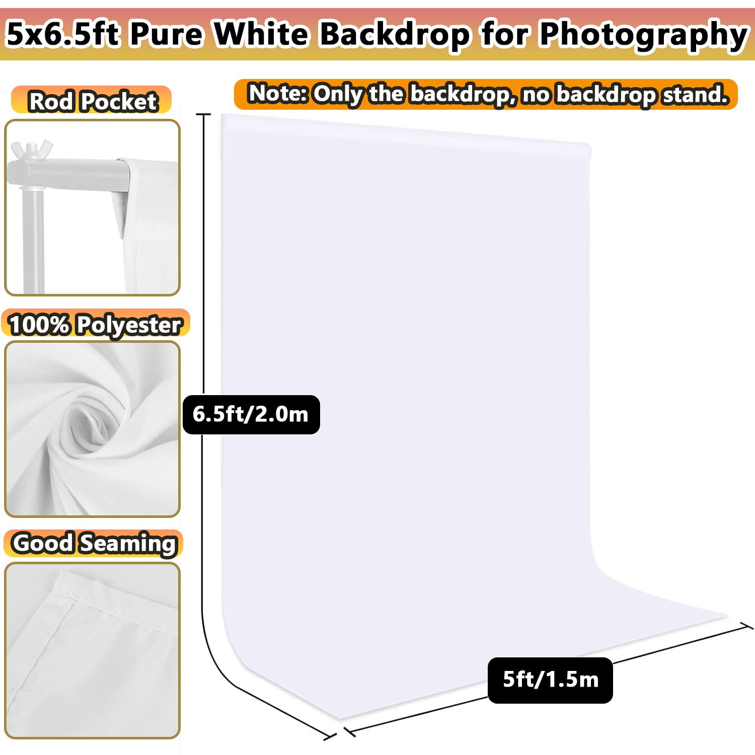 NEEWER Chromakey Backdrops, Double Sided Black Screen And White Screen, 2 In 1 Collapsible And Reversible Background For Photography, Gaming And Live Streaming, 5'×6.6'/1.5m×2m (Black/White): Photo Backgrounds
