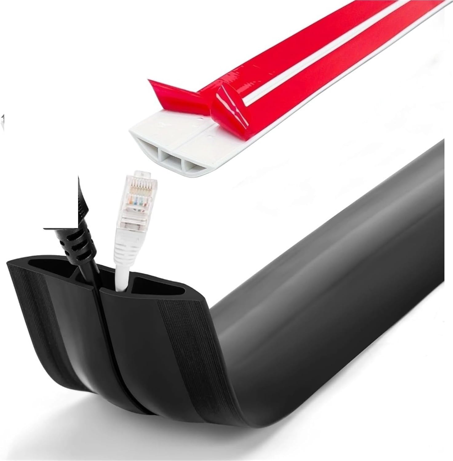4.0M Floor Cord Cover PVC Cable Protectors Self-Adhesive Cable Protectors Cable Hiding Covers Flexible Wire Duct(Brown)