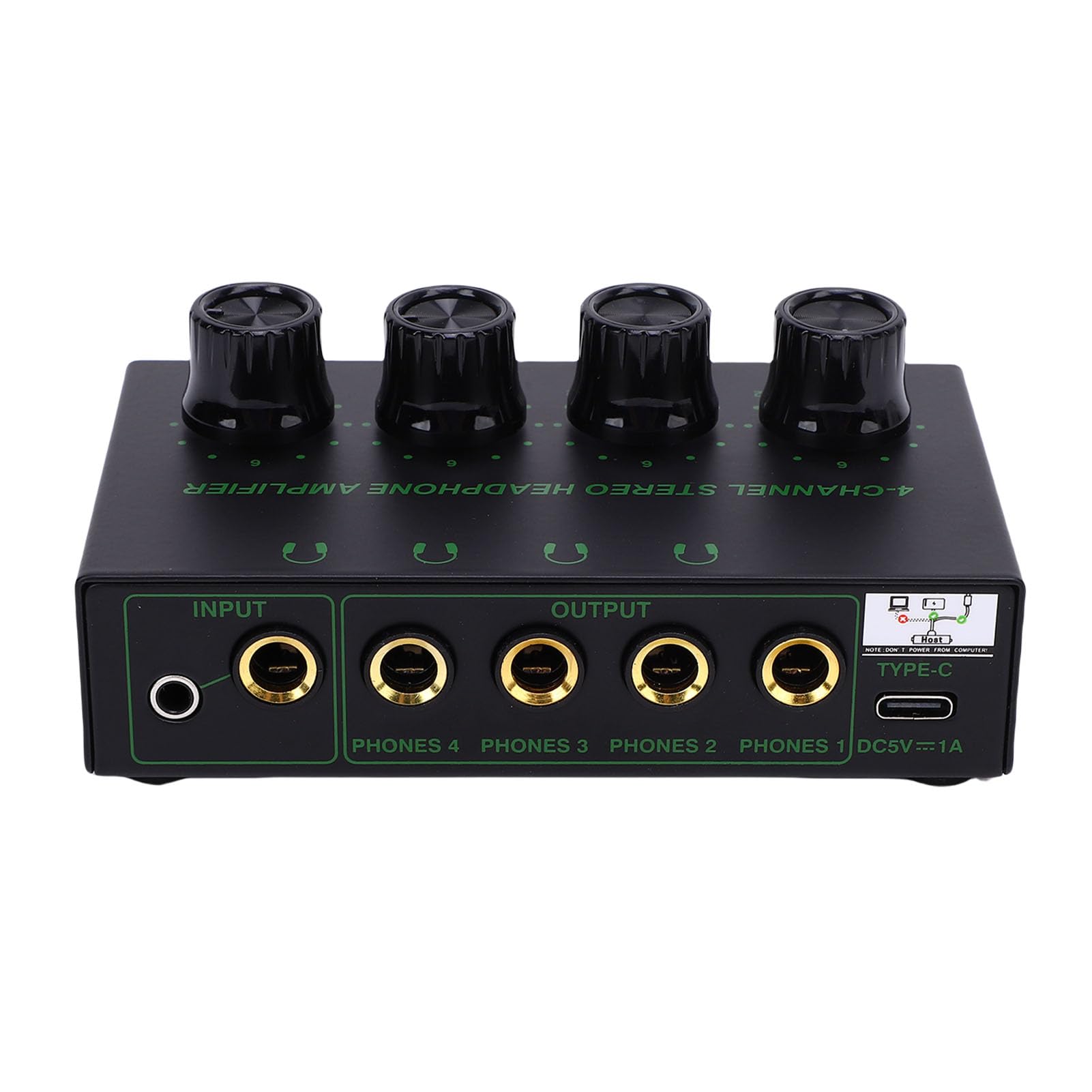 Luocute Amplificatore per Cuffie a 4 per Ciascun Canale, Amplificatore Stereo Mixer Mini Splitter per Cuffie, Porta di Alimentazione USB Manopola di Regolazione del Volume Strumento