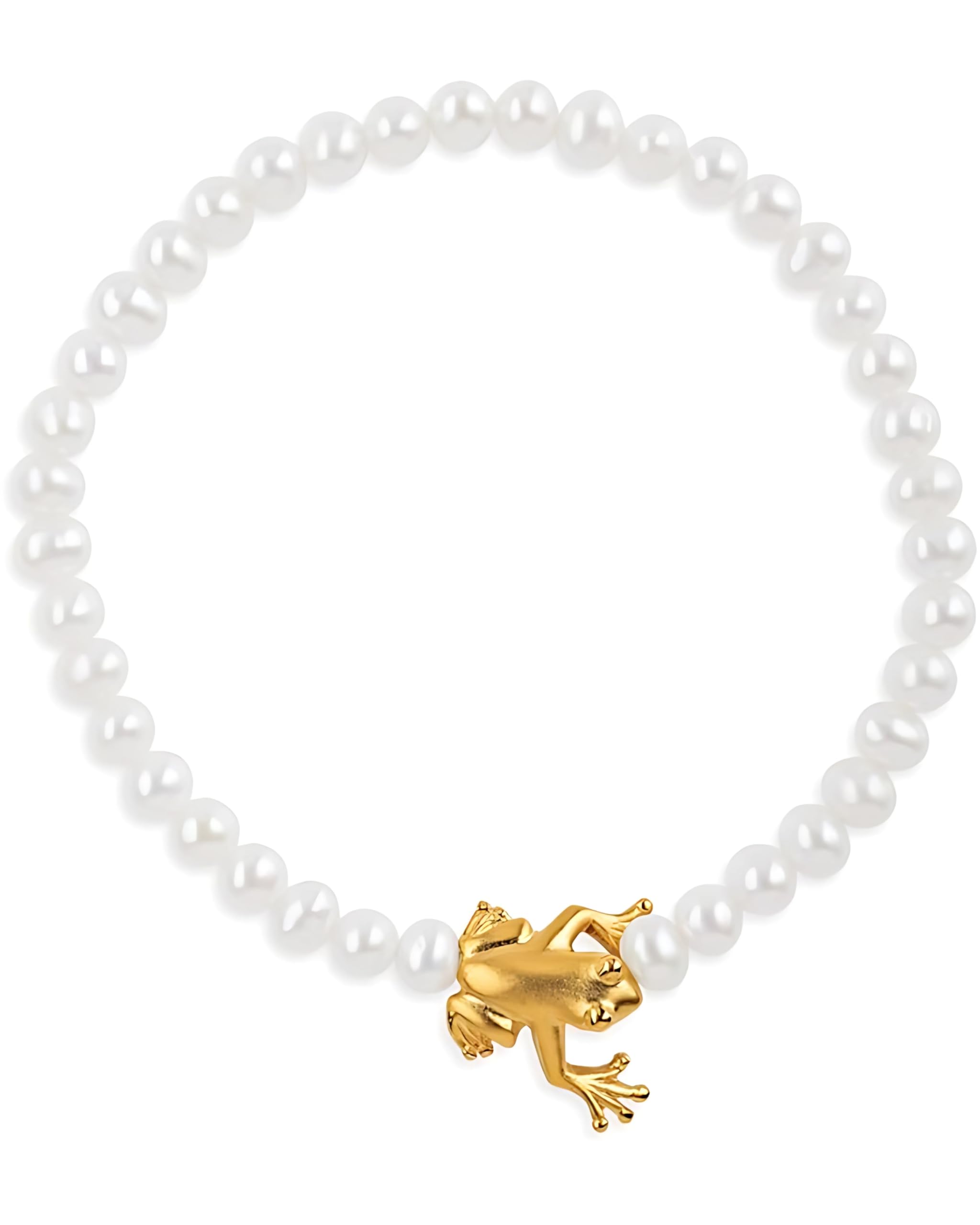 Drachenfels Froschkönig Armband I Perlen-Armband aus echten Süßwasserperlen & goldplattiertem 925 Sterling Silber I Perlenarmband inkl. Verpackung I In Goldschmiedequalität gefertigt I D FR 81/AGG