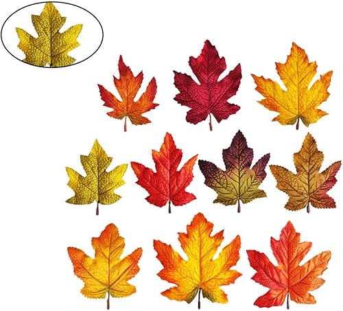 Miniatura 2 de Amosfun 40 hojas de arce artificiales para decoración de hojas de otoño de Acción de Gracias, hojas de otoño para arte, álbumes de recortes, boda,