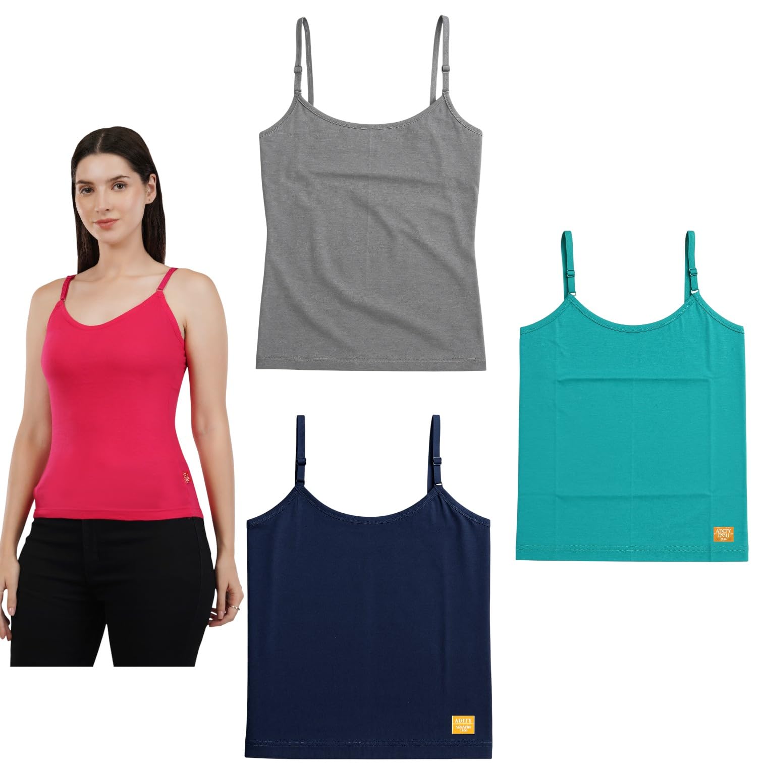 stylelogy Women & Girls Cotton Lingerie Camisole Innerwear Slip| Inner Slips Vest | Assorted 3 Colour Spaghetti Top Dress| Shimmy Slips for Women 3 Combo-picture-21