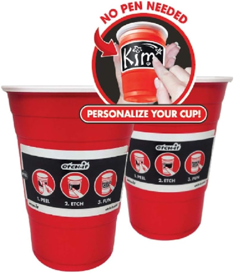 Goodtimes Etch-It Red Write-On 16 Ounce Party Cups 20 Count 3 Packages Total 60 cups (Red, 3)