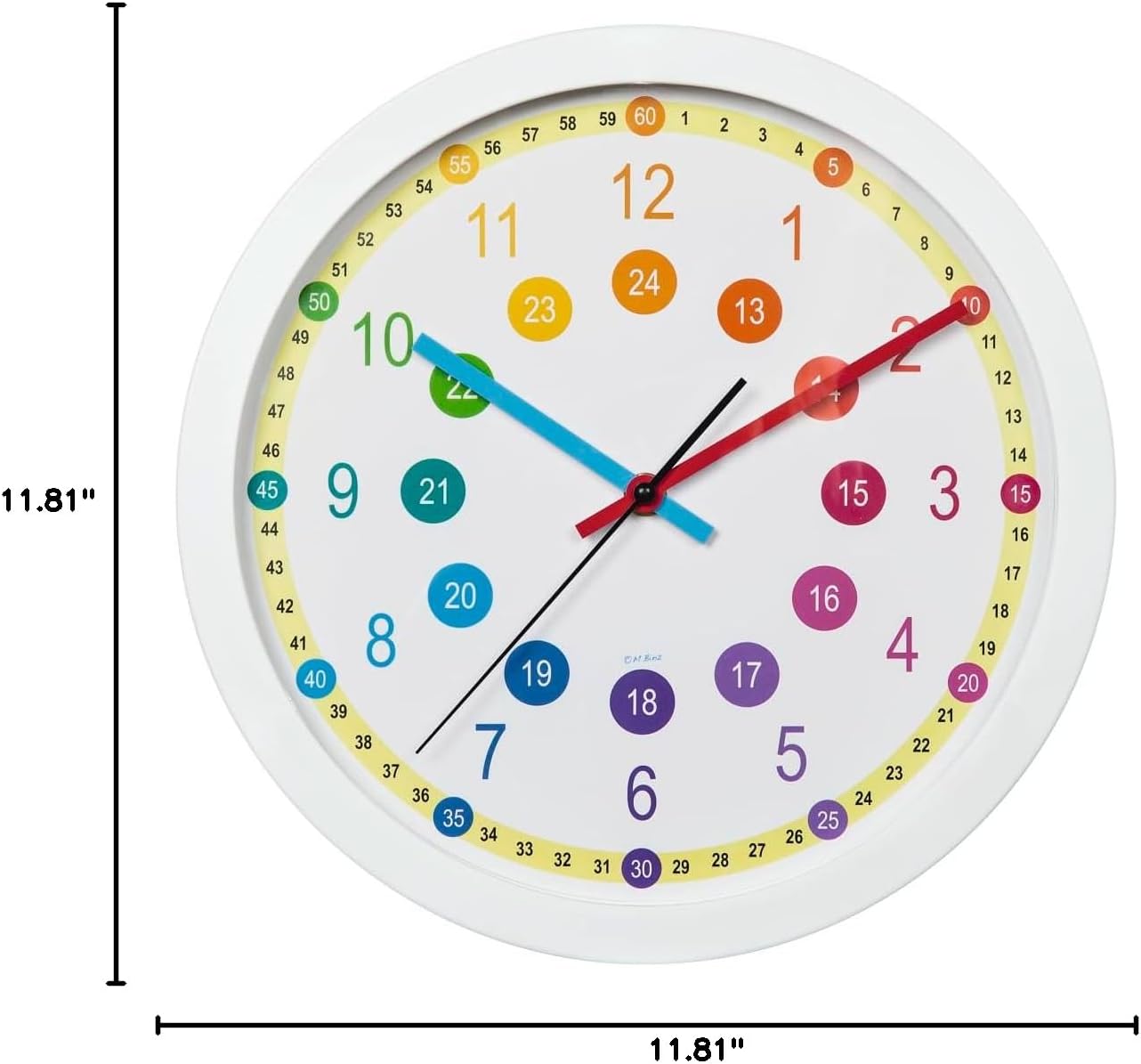 Hama Easy Learning AA Wall Clock, Multi-Colour, White, Plastic, Glass, 455 g, 30 cm